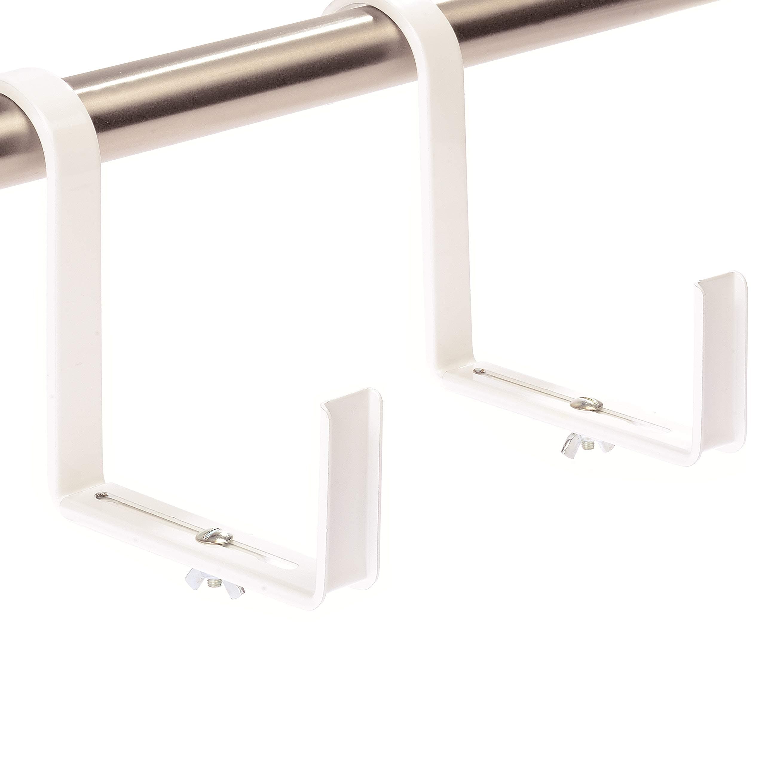 HANGING BASKET BRACKETS Tubo 1 pair White by 4smile – Made in Germany ǀ brackets for hanging baskets for railings Ø 5cm ǀ flower box holder for plant pots and boxes up to 15cm width ǀ trough brackets rust free
