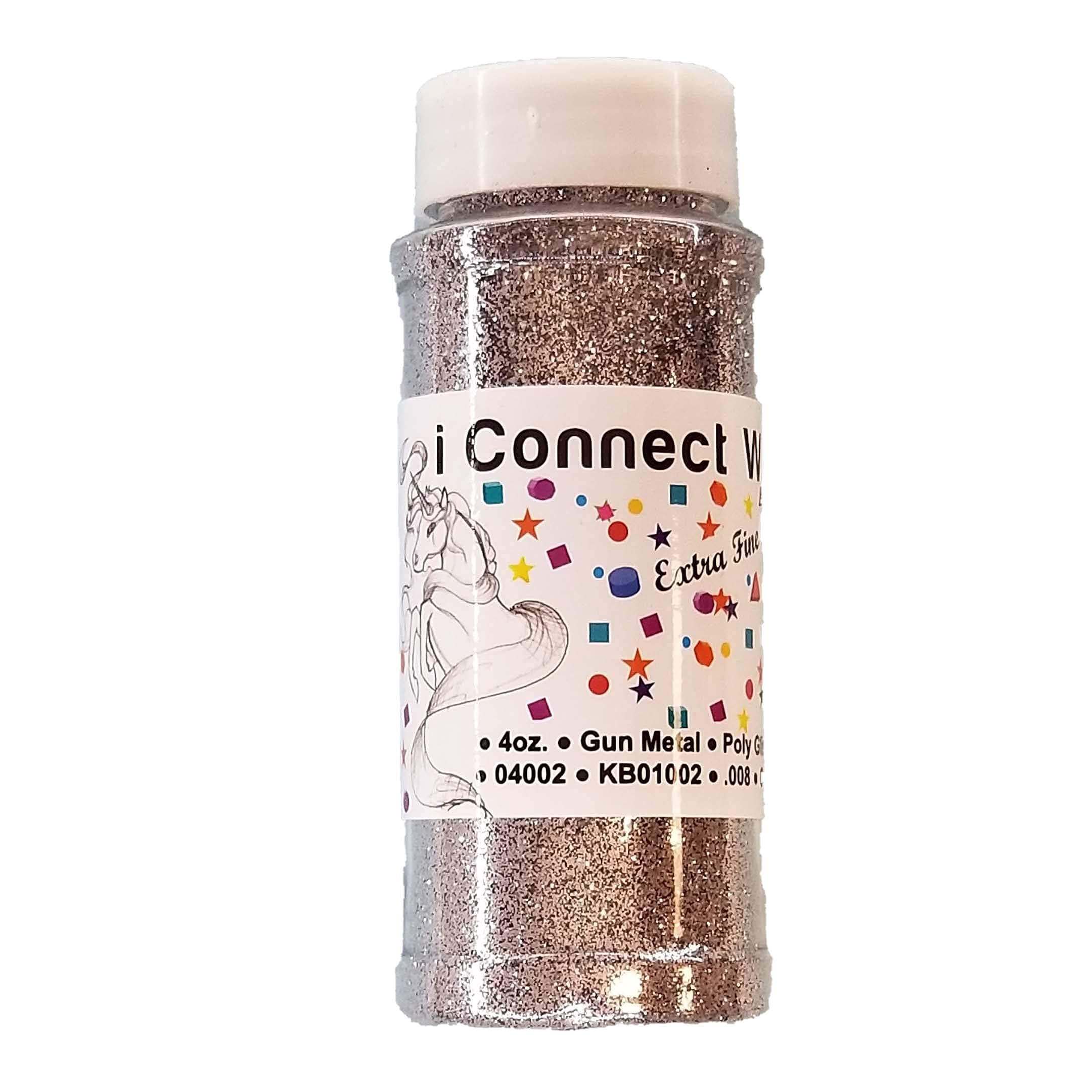 iConnectWith Glitter – Gun Metal Gray, Extra Fine Polyester Glitter; Multi-use for Crafts, Decorations, Nail Art, Makeup, Tumblers, Resin Art, and DIY Projects
