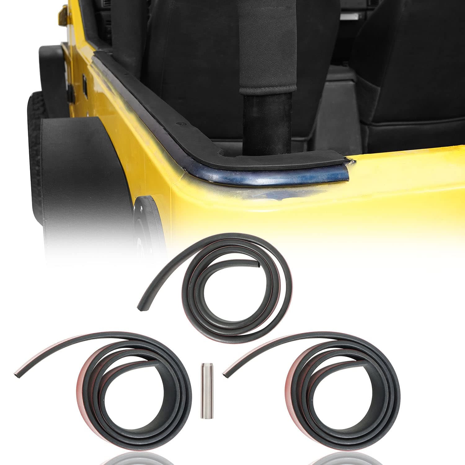 Wrangler Hardtop Seal Strip for Jeep Wrangler TJ 97-06 - Eliminates Rattling/Wind Noise/Water Damage - 3-Piece Kit