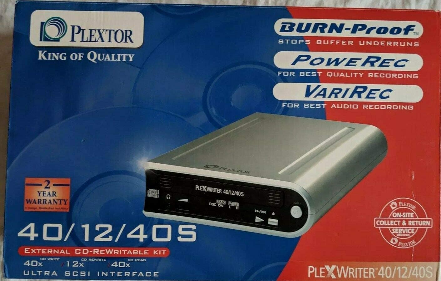 Plextor PX-W4012TSe 40x12x40 External SCSI CD-RW Drive