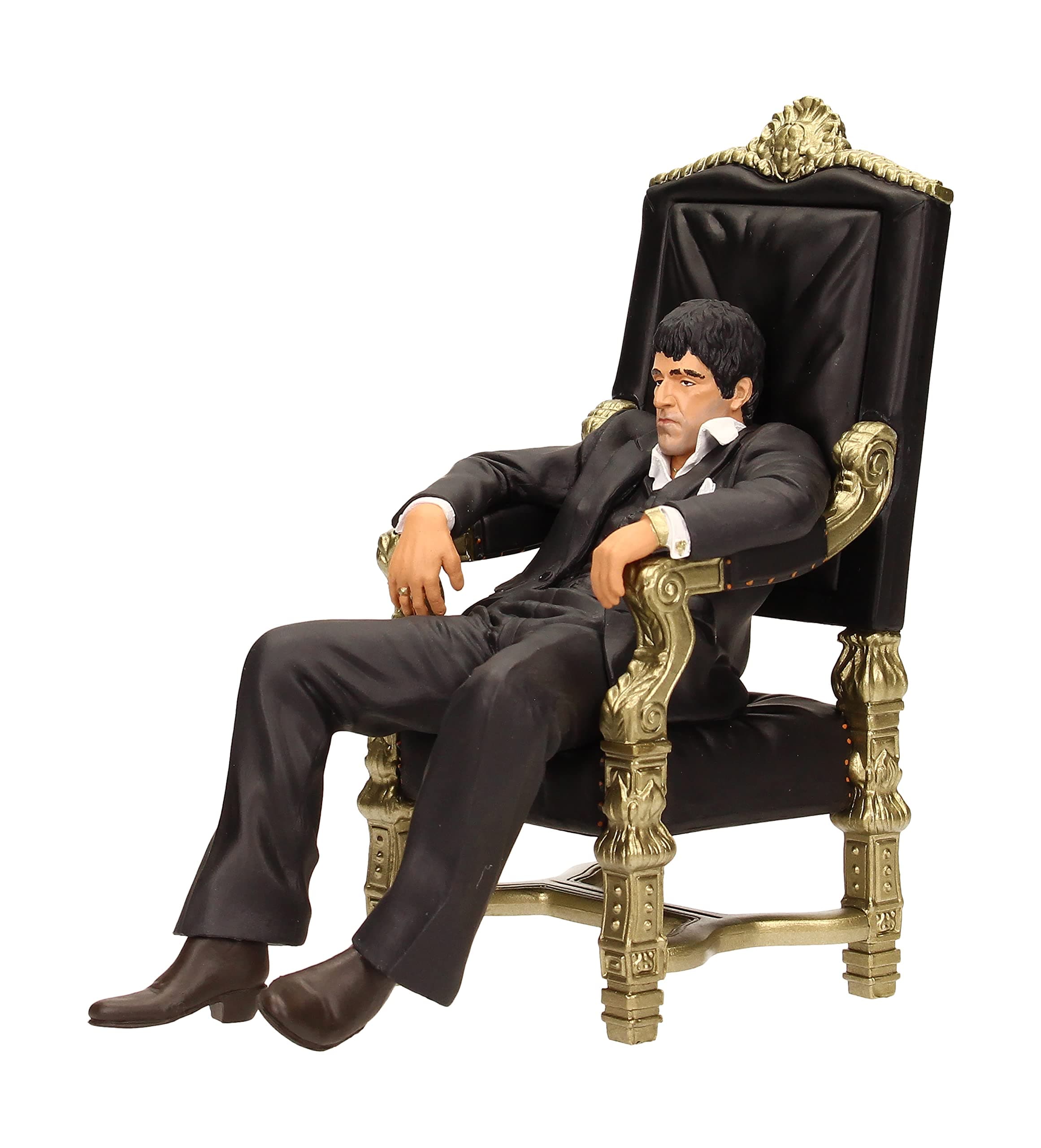 Scarface Tony Montana Figur schwarz/gold, bedruckt, aus 100% Kunststoff, in Geschenkverpackung.