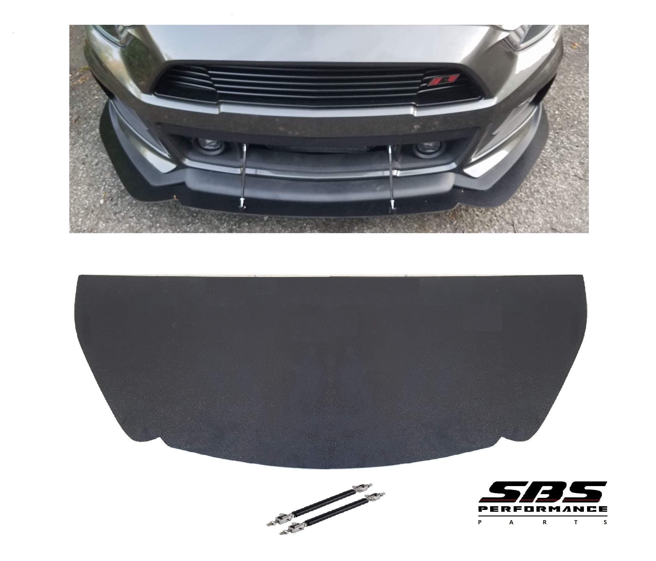 SBS Performance Parts Front Chin Splitter & 2 support rods for 2015-2017 Mustangs with Roush bumpers