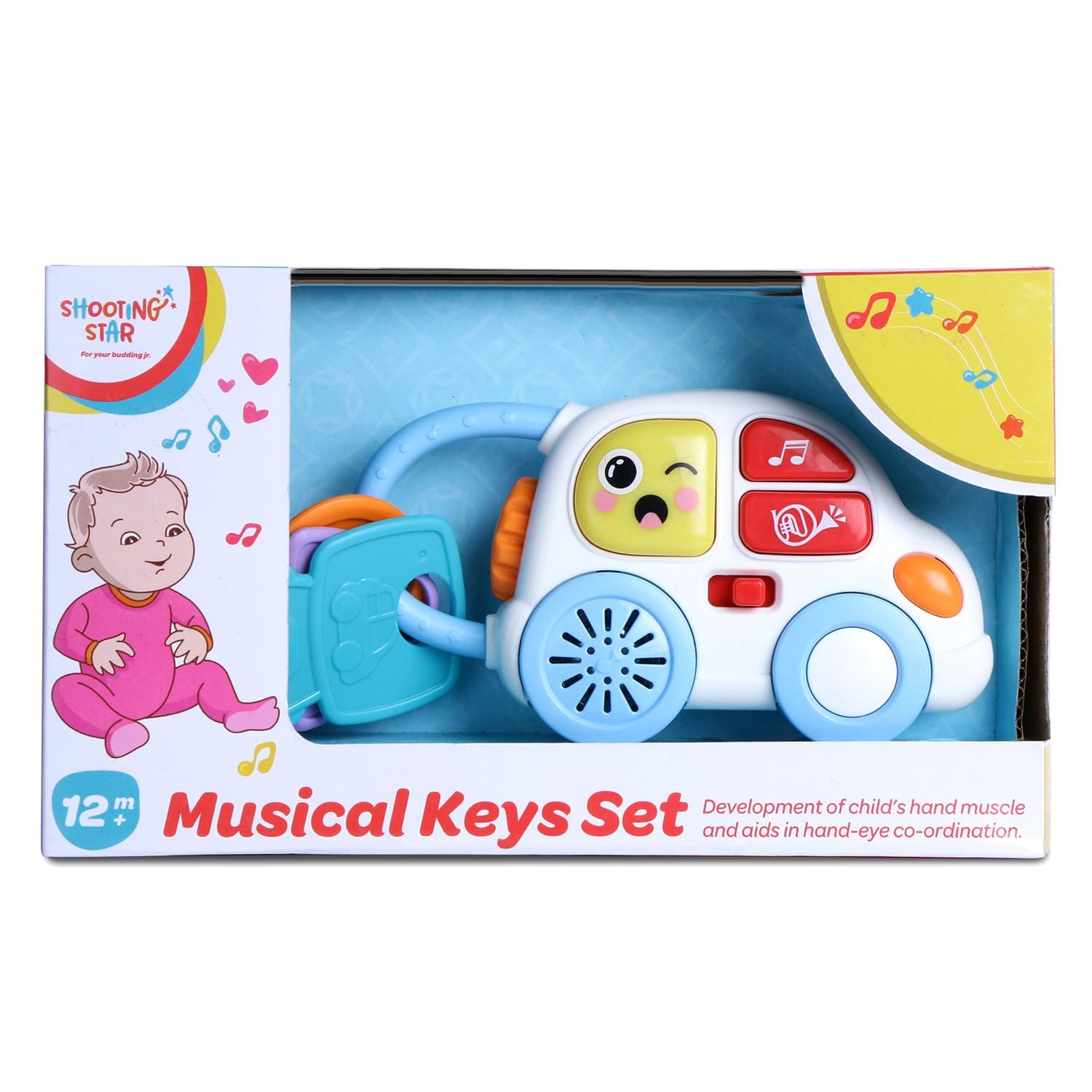 Shooting Star Baby Musical Toy Keys with Baby Wheel Baby Car Set Toy 12+ Month Multicolor