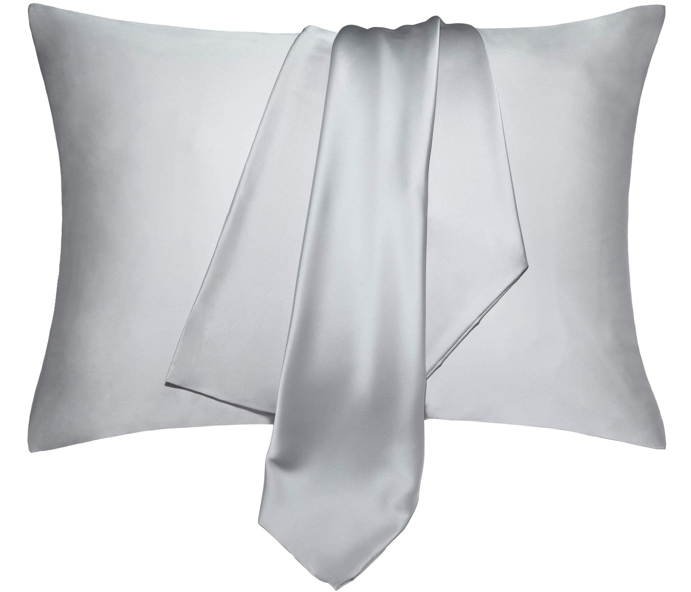 BEIJOEY 100% Mulberry Silk Pillowcase for Hair and Skin,with Hidden Zipper,Both Sides 19 Momme 600 Thread Count Natural Silk Pillow Cover,Soft Breathable Smooth,1pc (Silver, King 20''x36'')