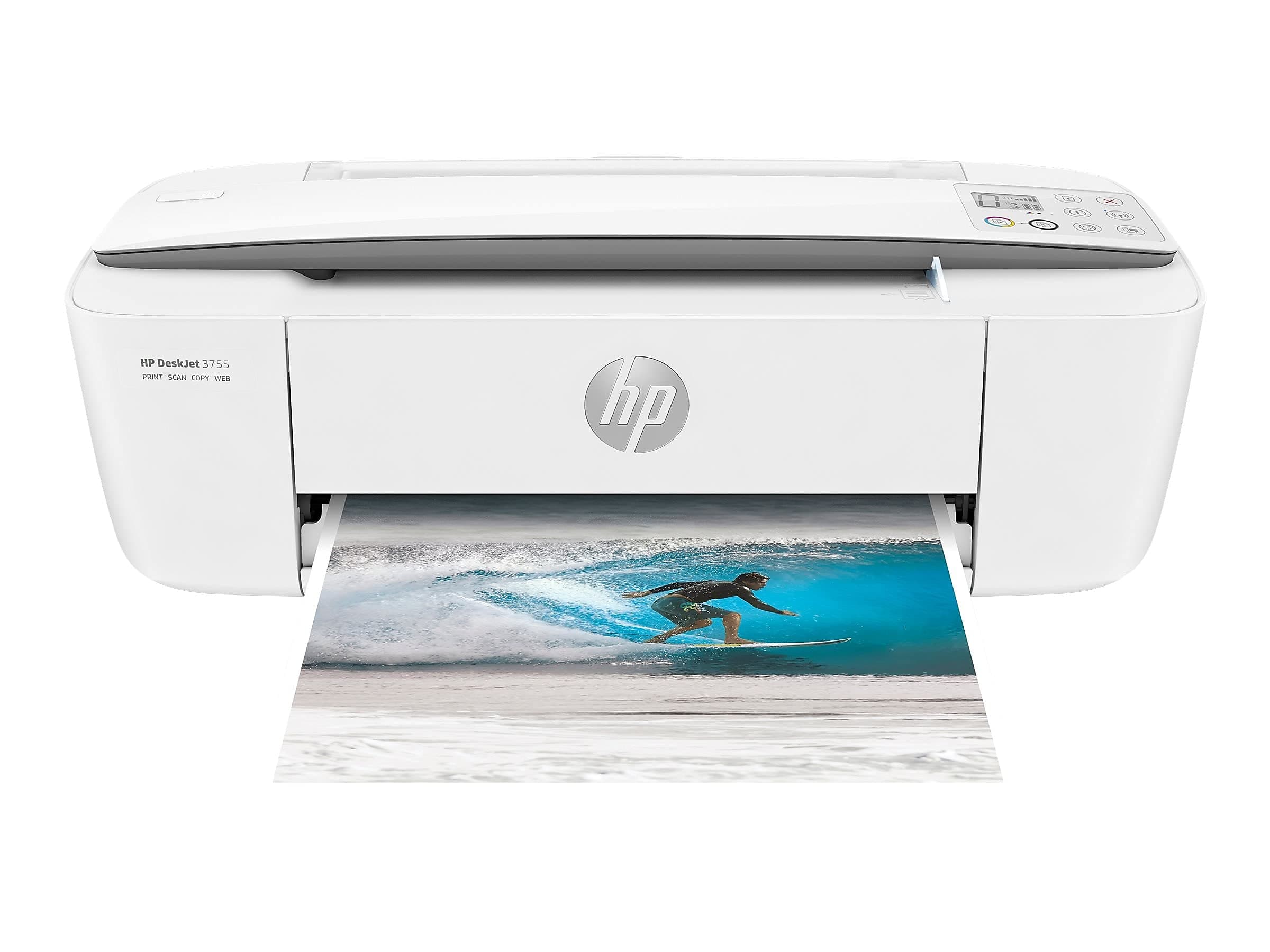HP DeskJet 3755 Compact All-in-One Wireless Printer, Instant Ink, Works with Alexa - Stone Accent (J9V91A)