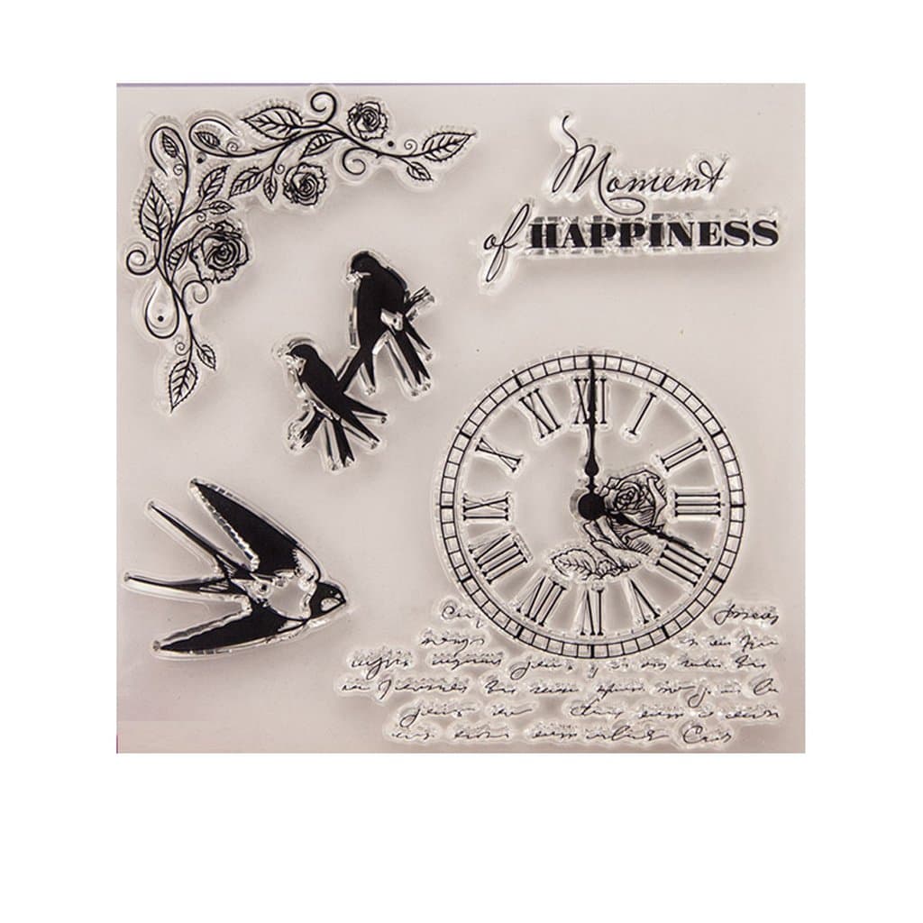 ❤JaneMo New Arriving Clear Stamps Swallow and Clock Transparent Silicone Clear Rubber Stamp Cling Diary Scrapbooking DIY Art Craft Decoration