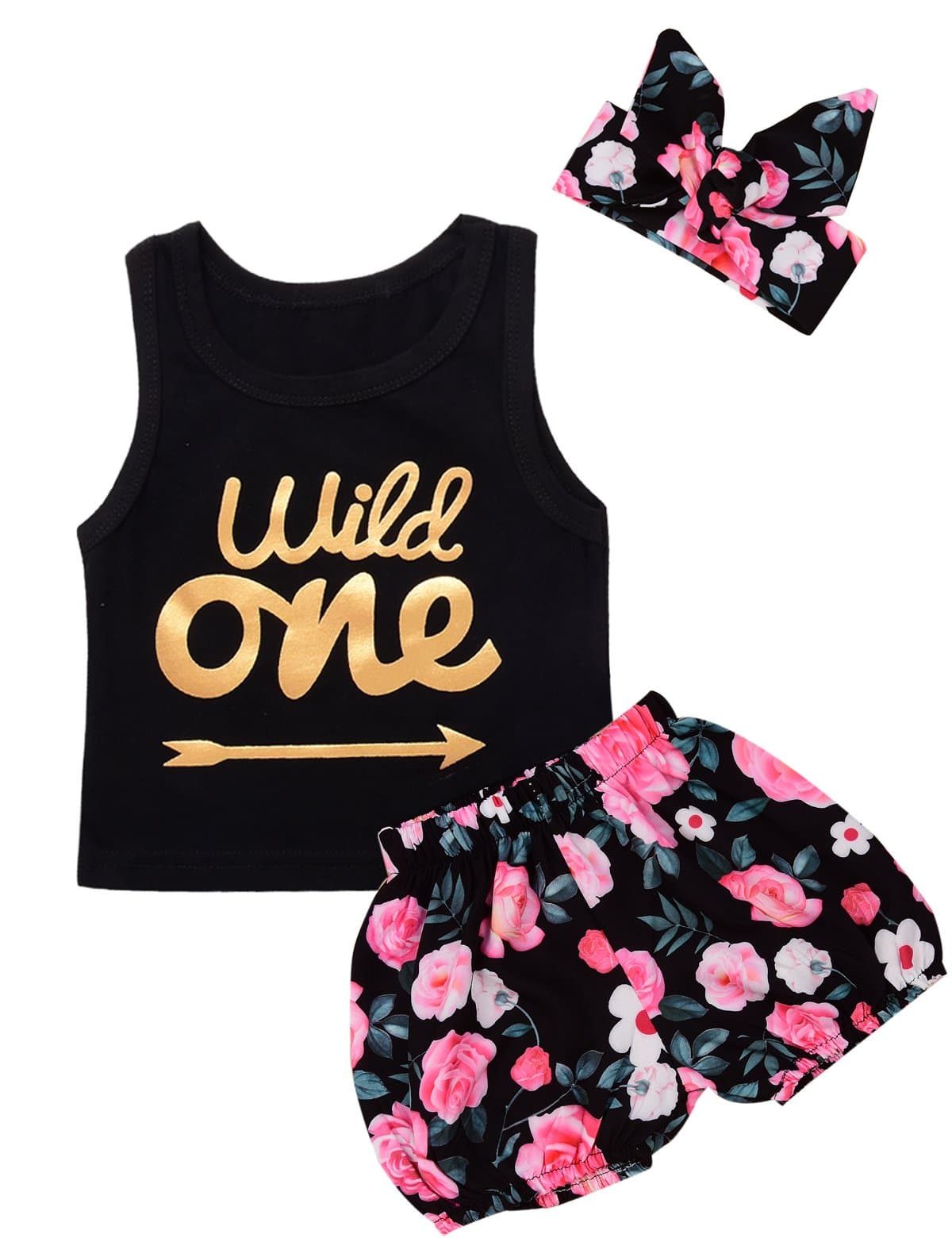 ShaloferBaby Girls Wild One Outfit Set Birthday Floral Tops Pant Clothing Set