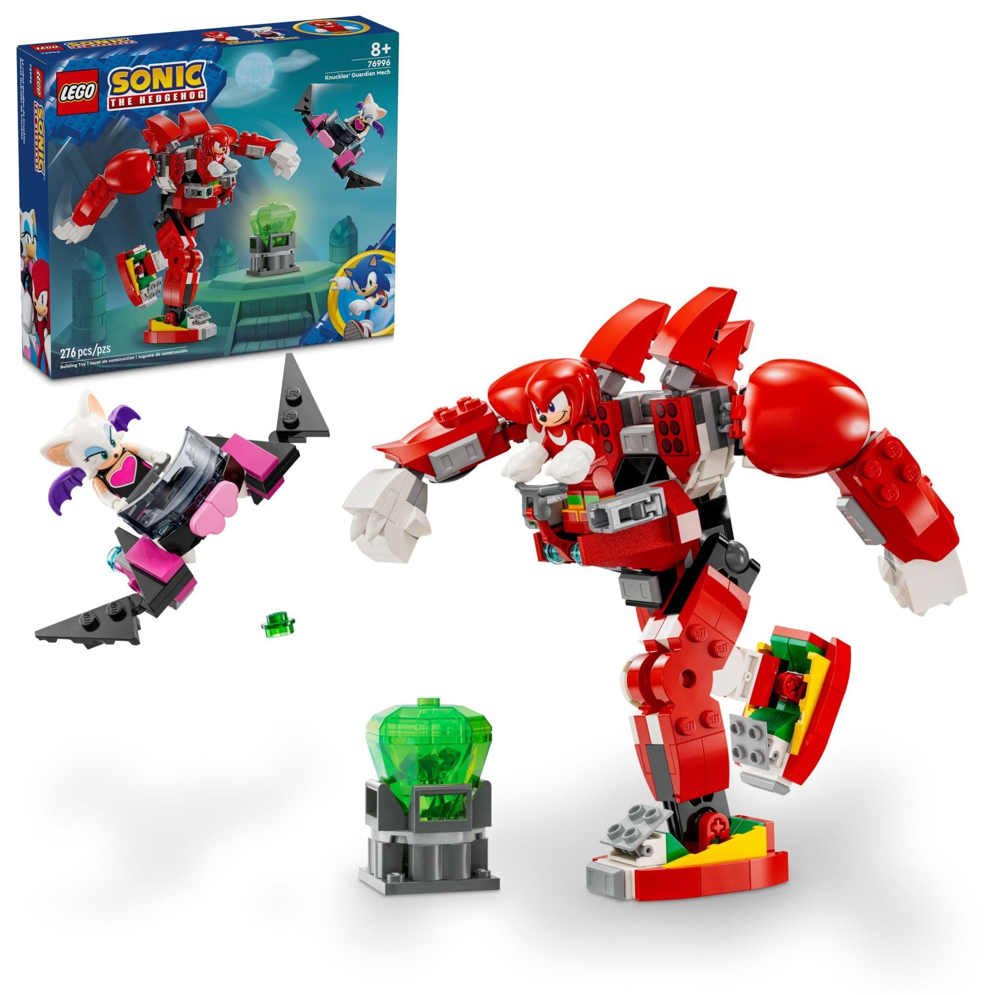 LEGO Sonic The Hedgehog Knuckles Guardian Mech Building Toy Set Sonic Toy for Kids Video Game Inspired Knuckle Action Figure with Master Emerald Game Gift for 8 Years Old Boys Girls 76996