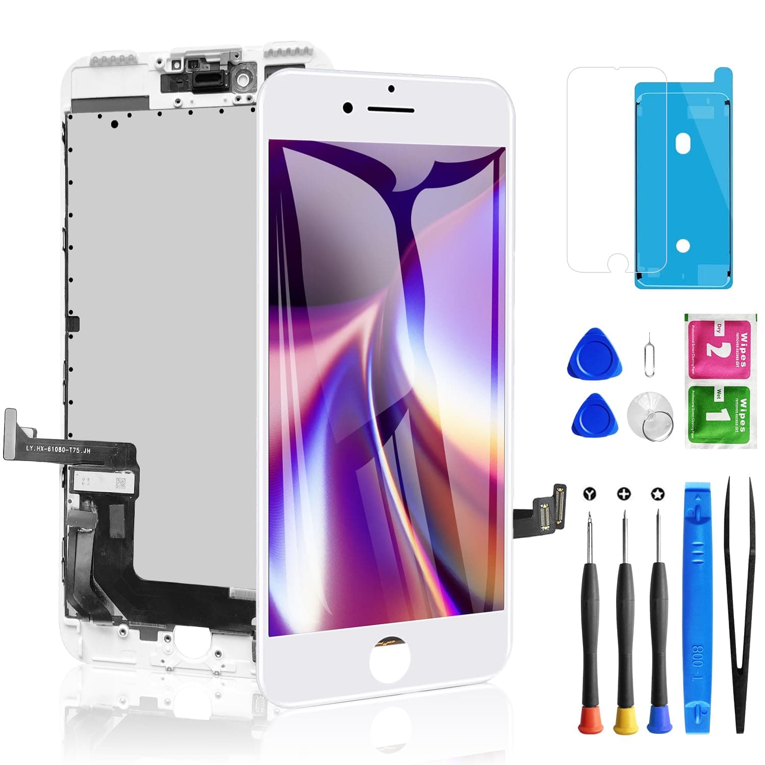 for iPhone 7 Plus Screen Replacement 5.5 Inch White, Diykitpl 3D Touch LCD Screen Digitizer Replacement for A1661,A1784,A1785, with Repair Tools Kit+Magnetic Screw Mats+Screen Protector