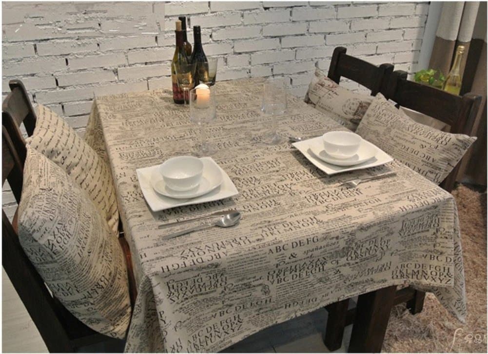 Kingmerlina Cotton Linen Rectangle Retro Newspaper Print Tablecloth Polyester Multi Size