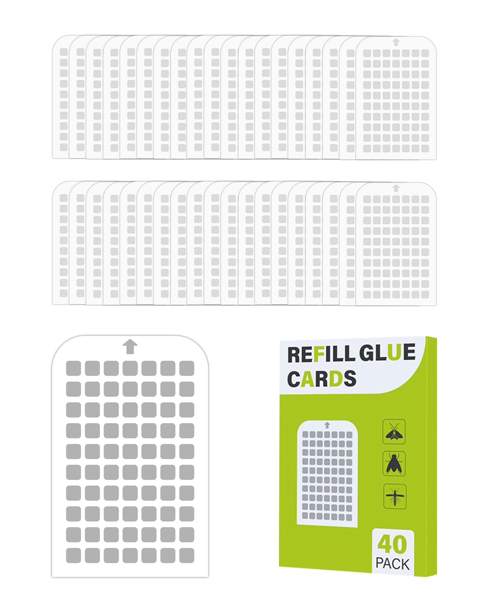 40 Pack Flying Insect Trap Refill Compatible with Mosalogic UVLA1001 UVA Fly Insect Trap, Replacement Sticky Glue Cards for Kiwinurse Plug-in Mosquito Killer Indoor