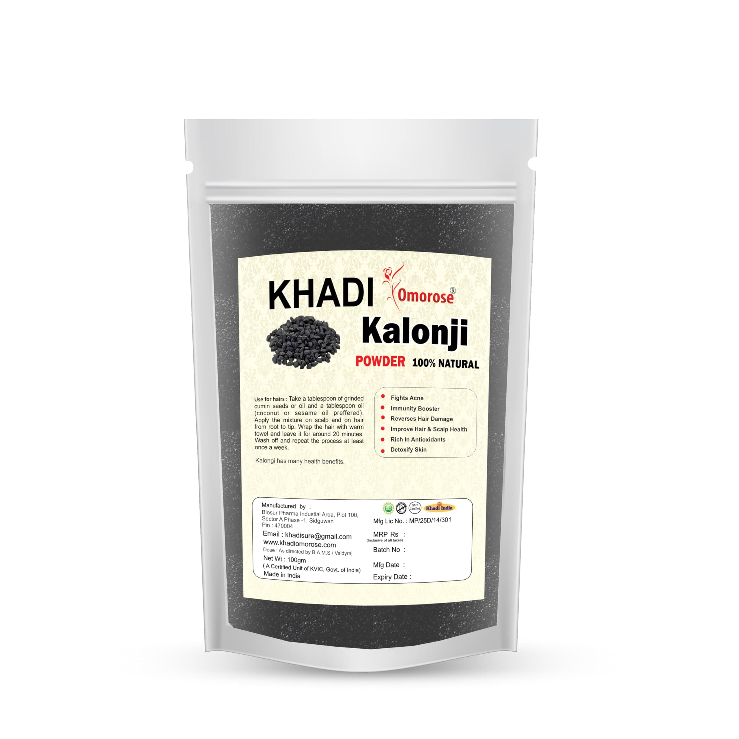 Khadi Omorose Kalonji Powder (Black Seed), 100 grams