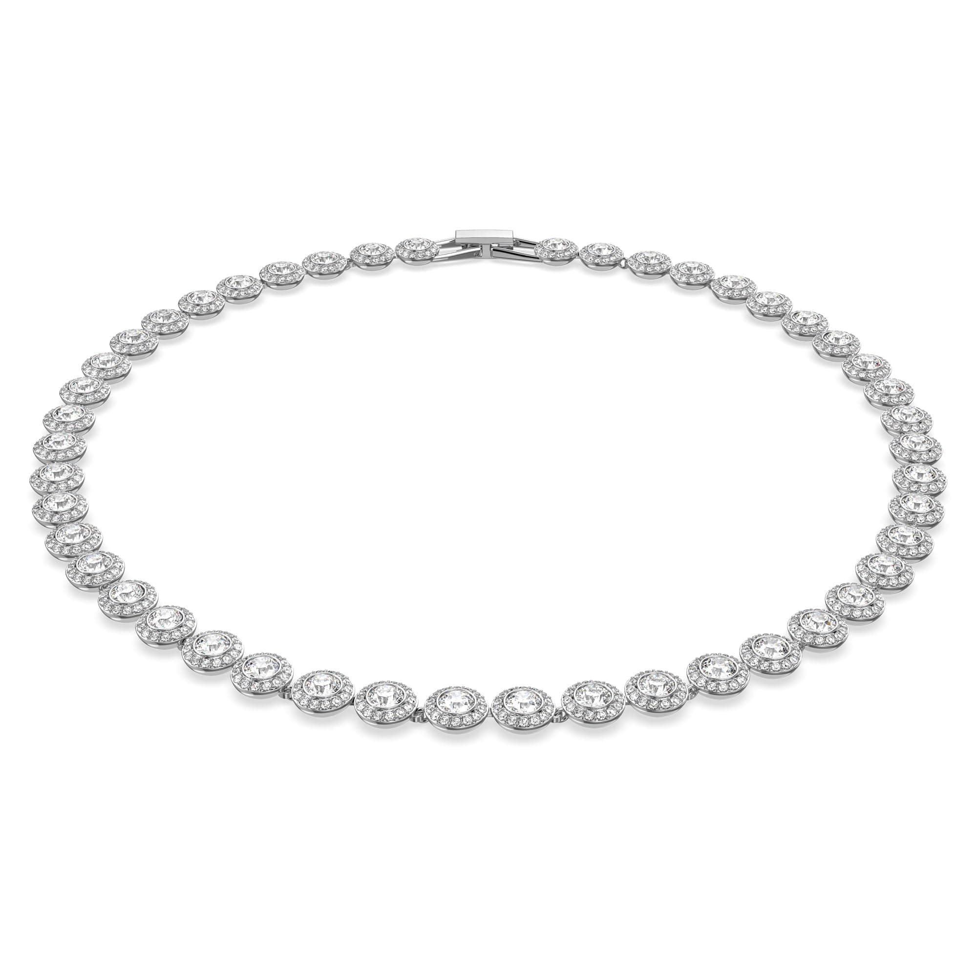 Una Angelic necklace, Round cut, White, Rhodium plated