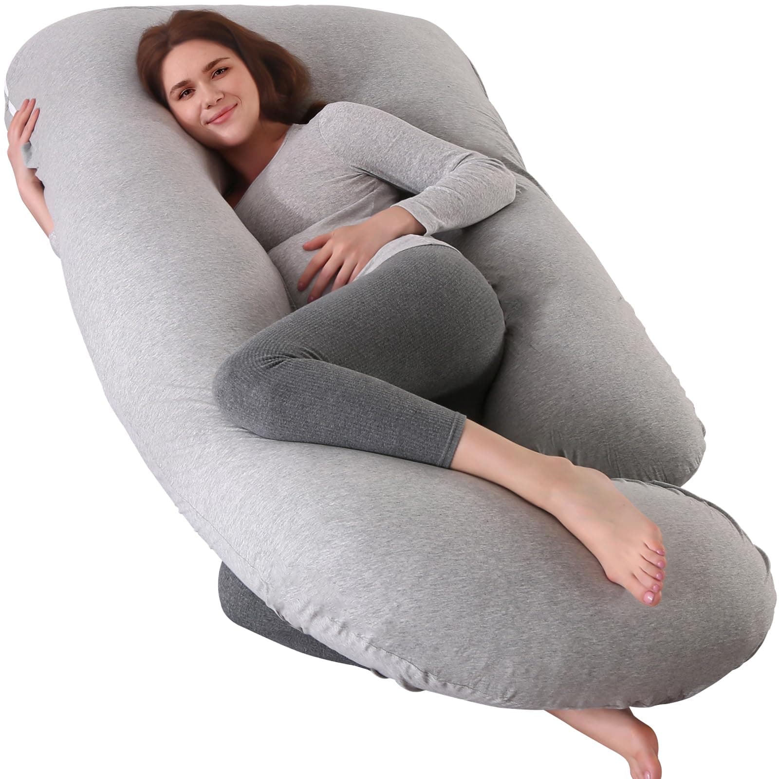 cauzyartPregnancy Pillows for Sleeping U-Shape Full Body Pillow and Maternity Support - for Back, HIPS, Legs, Belly for Pregnant Women with Removable Jersey Cotton Cover