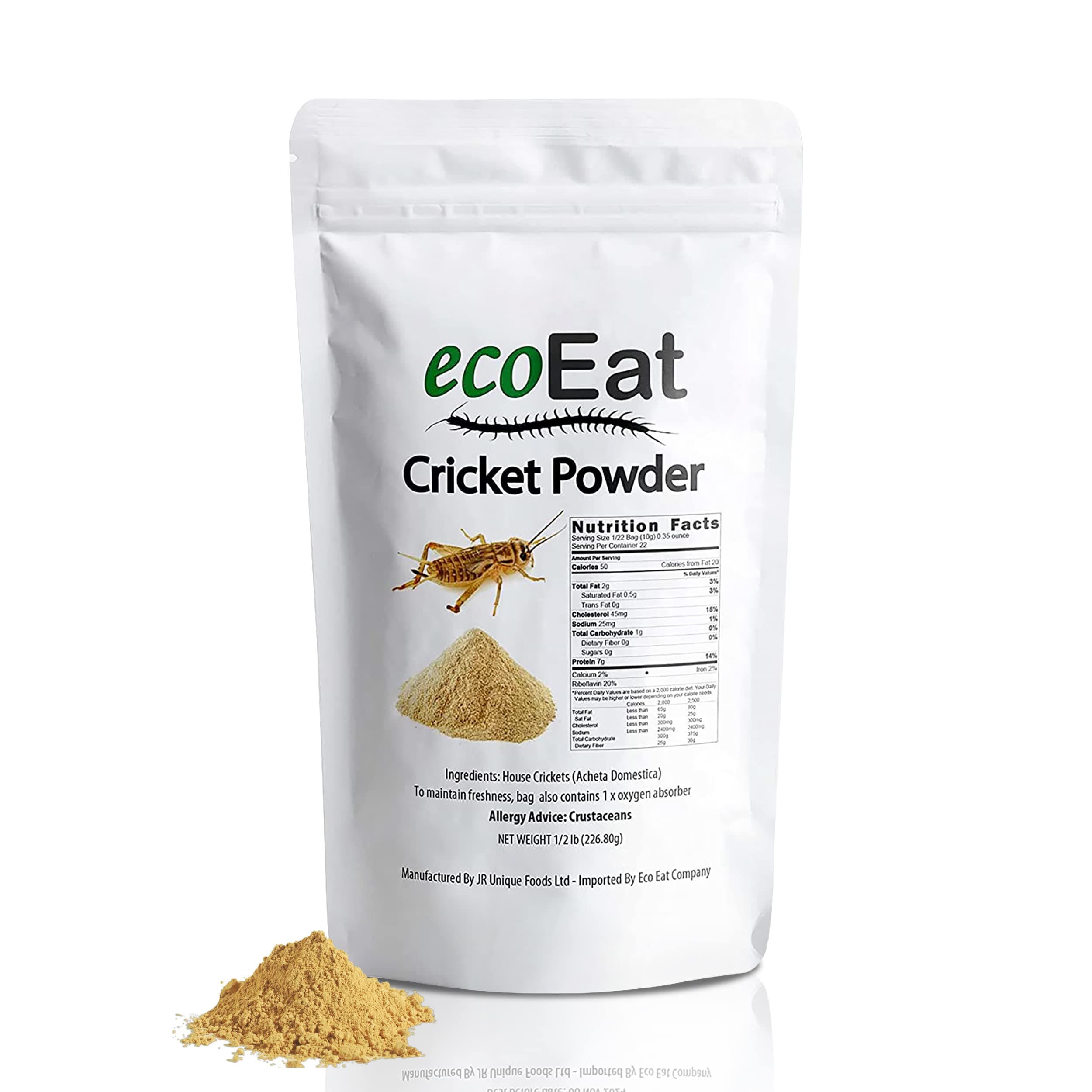 ecoEat 100% Cricket Powder Flour 1/2lbs Bag High Protein (227g), Healthy Edible Cricket Powder