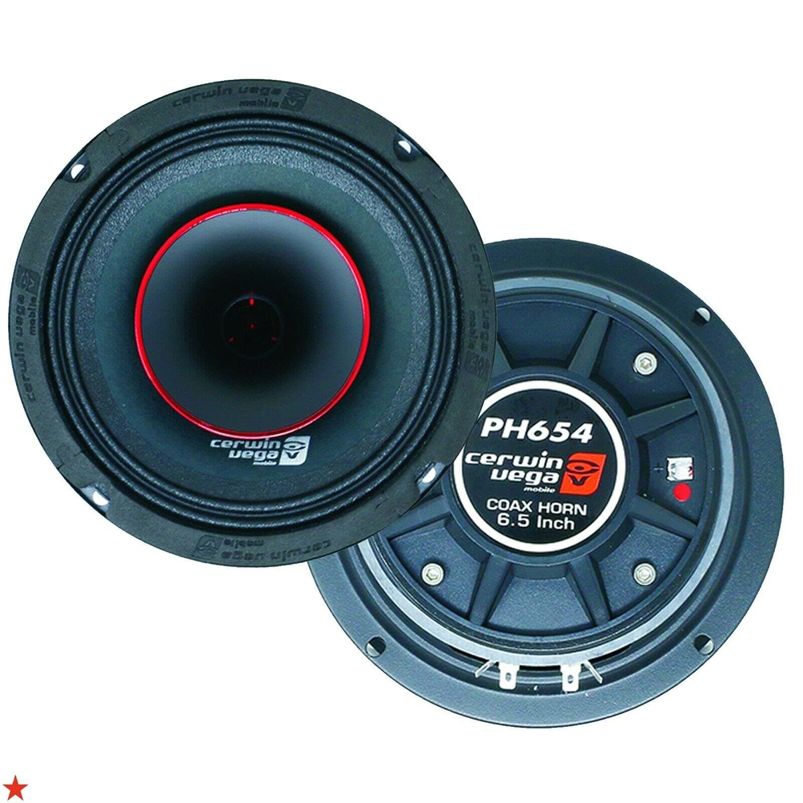 Cerwin Vega Mobile CV Sanpyl Cerwin Vega PH654 6.5 inch 300 Watts Full-Range Coax Horn Car Speakers 4 Ohm,Black