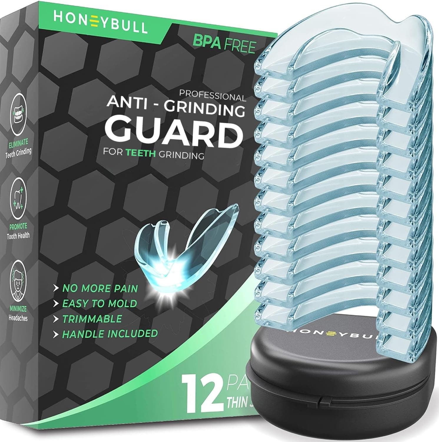 Mouth Guard for Grinding Teeth [12 Pack] 1 Size for Light Grinding | Comfortable Custom Mold for Clenching at Night, Bruxism, Whitening Tray & Guard