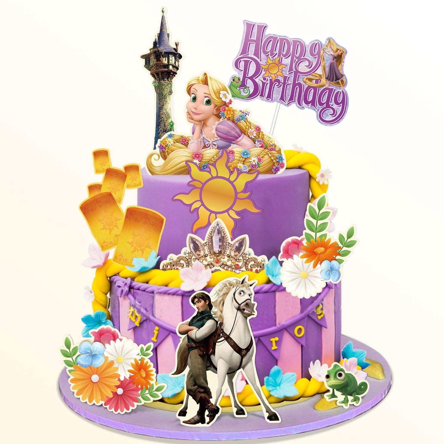 Compr 10pcs Disney Princess Cake Decorations, Purple Cake Topper for Birthday, Baby Shower