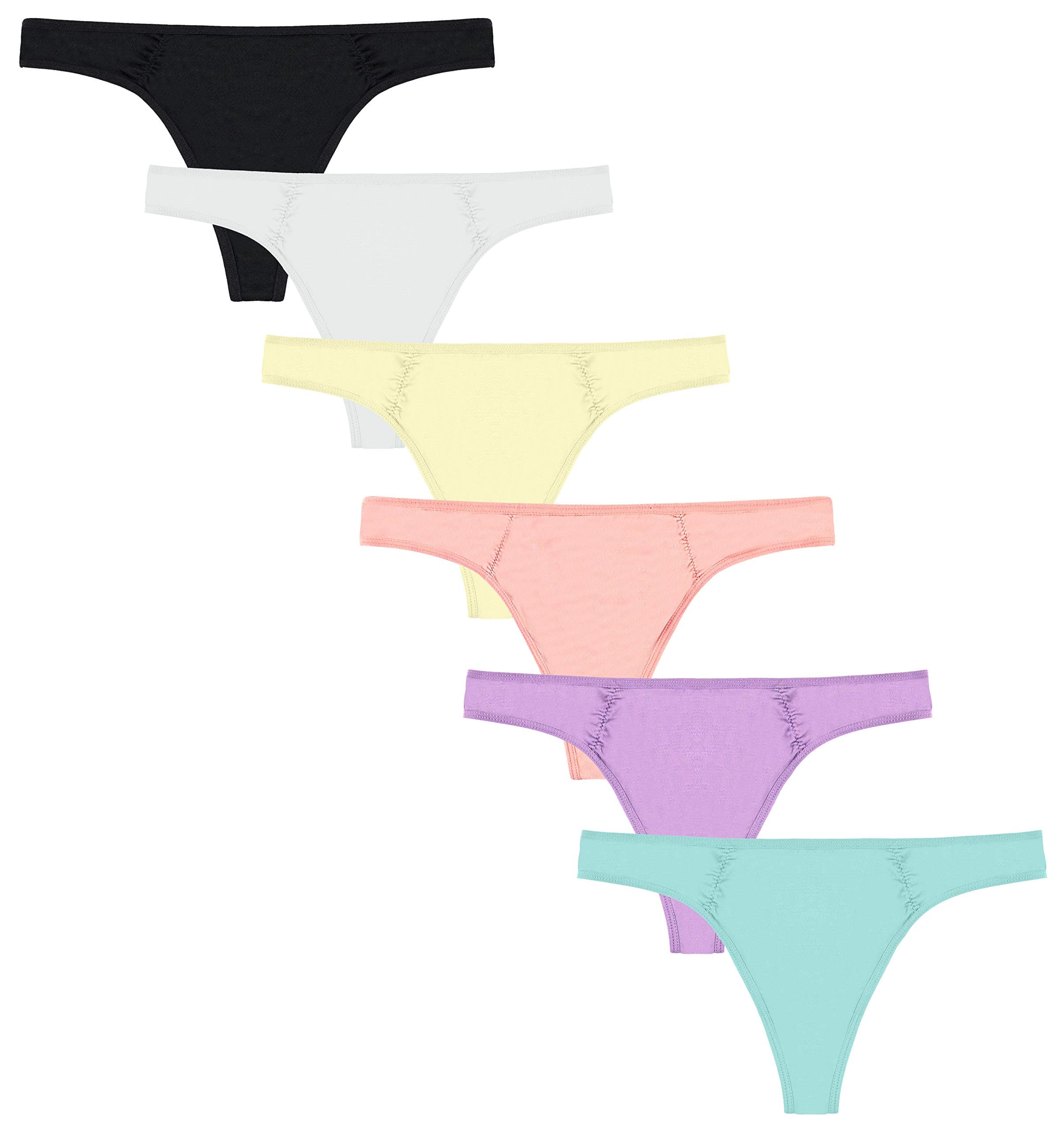 Free to Live 6 Pack Women's Underwear - Side Ruched Thong Panties