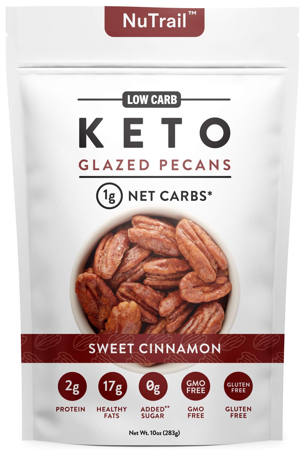 NuTrail™ - Keto Glazed Nuts Snack Delicious Healthy Nut Mix Only 1 Net Carb Per Serving Snacks & Low Food (10 oz) (Glazed Pecans)
