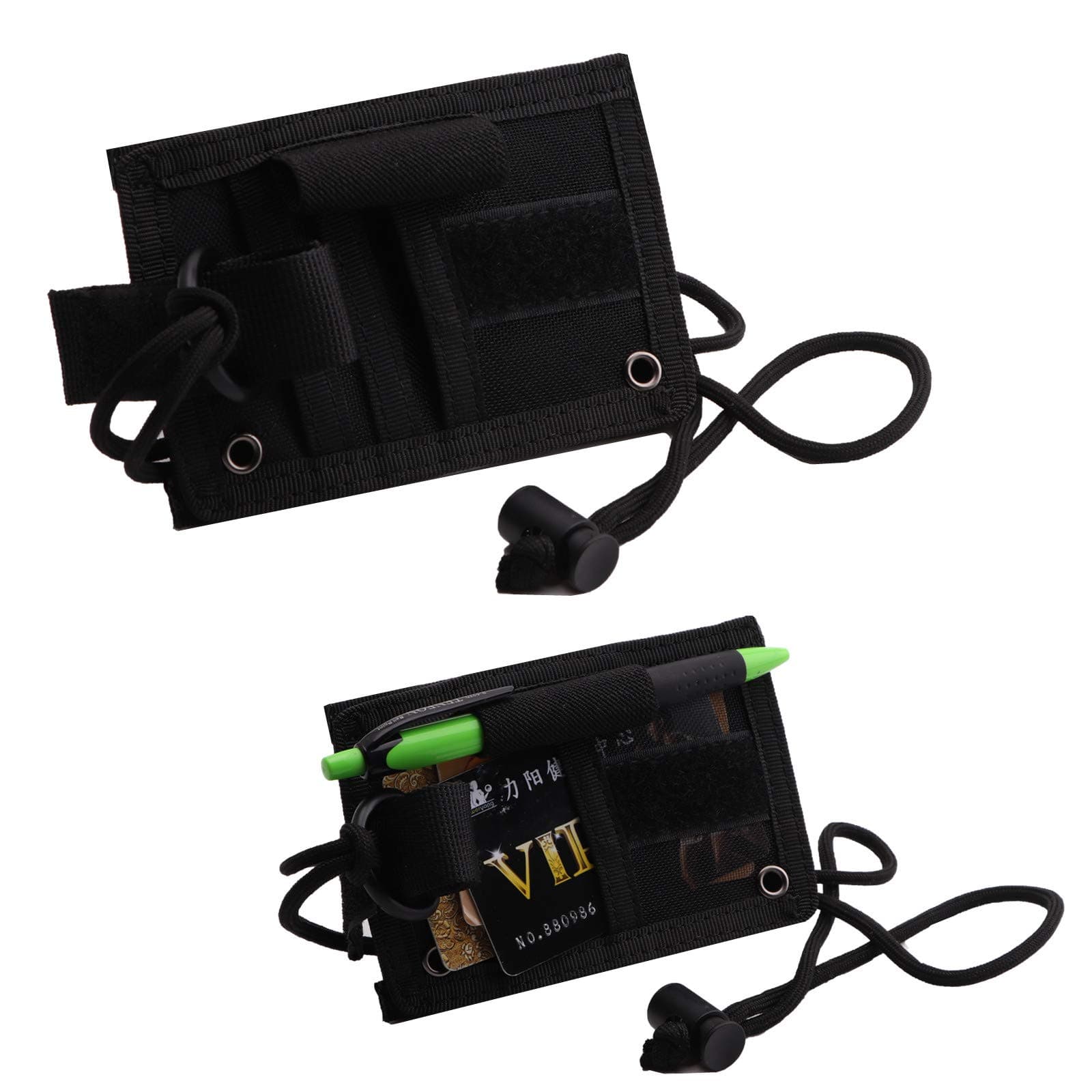 Tactical ID Card Holder Hook & Loop Patch Badge Holder Adjustable Neck Lanyard Key Ring and Credit Card Organizer Detachable Cards Holder
