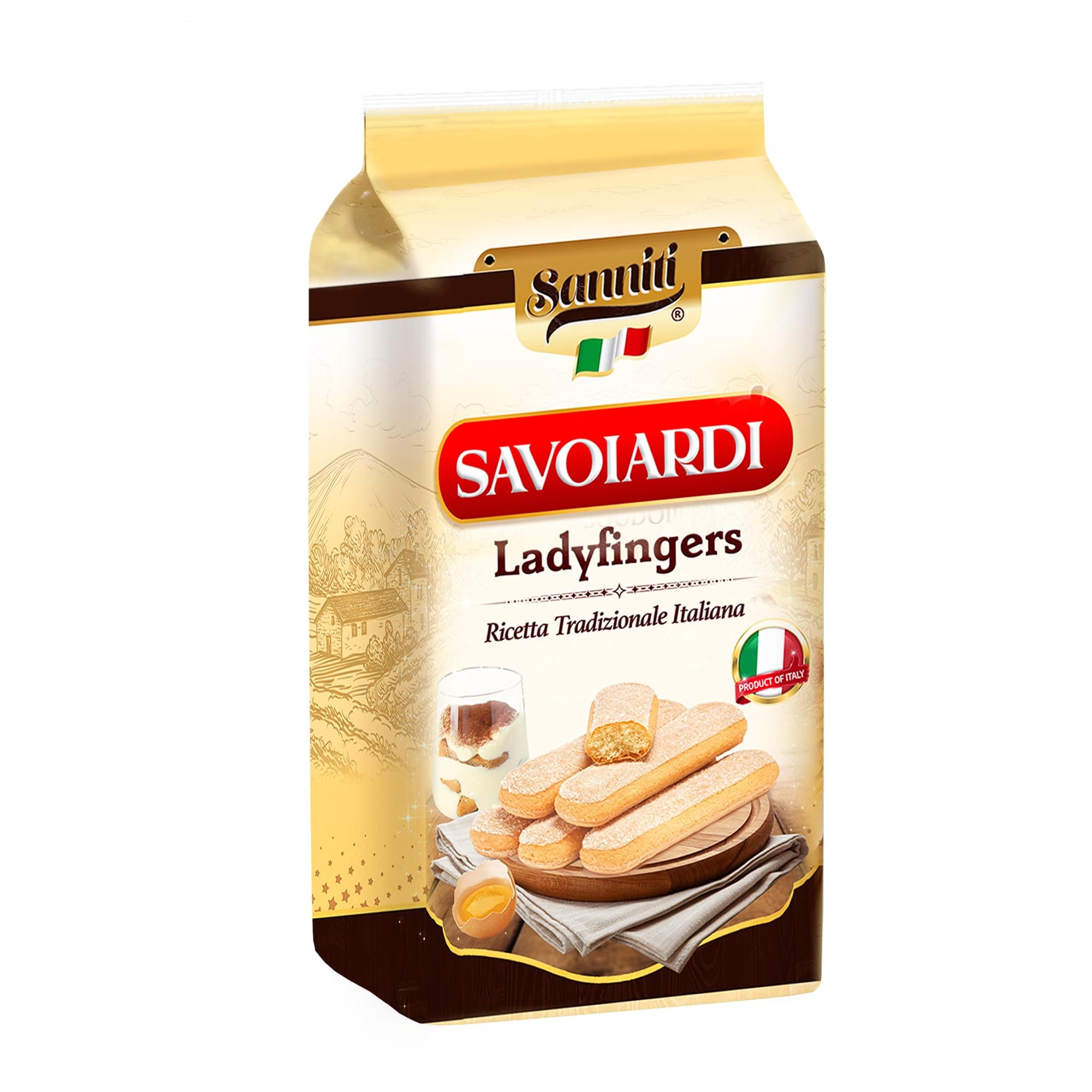 Sanniti Italian Savoiardi Ladyfingers Cookies | Product of Italy | Biscuits Great for Snacking and Tiramisu, 500 Grams (17 oz)