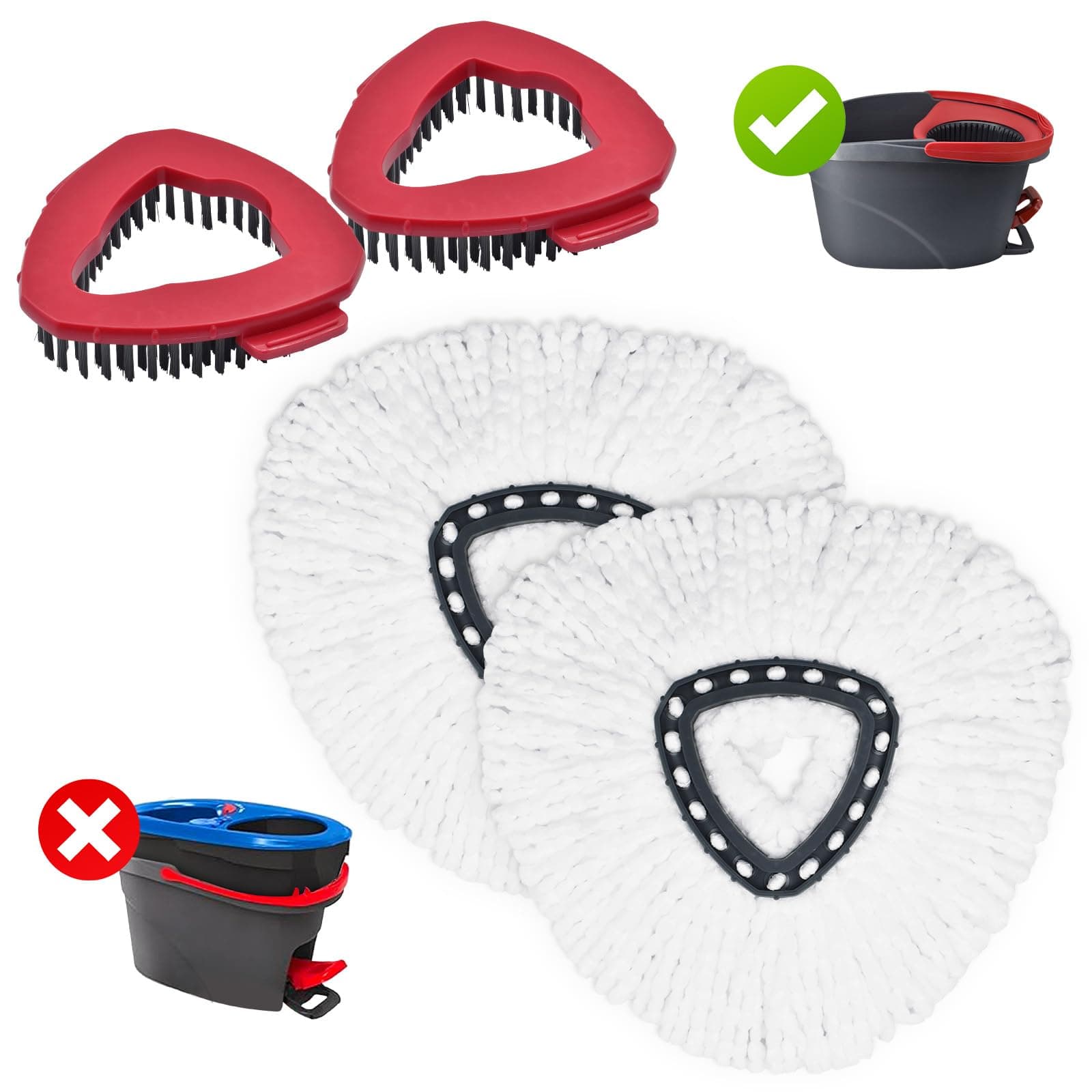 Mop Heads Replacements for Ocedar, Mop Replace Head for O Cedar, Spin Mop Replacement Head for Ocedar Easy Wring 1 Tank System, Mop Heads Include 2 Pack Spin Mop Refills and 2 Pack Scrubber Mop Head