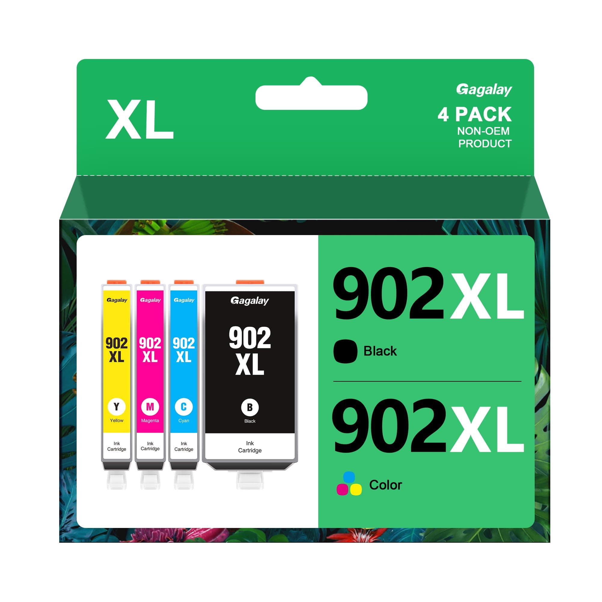 902xl Ink Cartridges Combo Pack Replacement for HP Ink 902XL 902 XL Black and Color Combo Pack Work for HP Officejet Pro 6978 Ink Cartridges Use with Officejet 6958 6970 6968 Printers,4 Pack