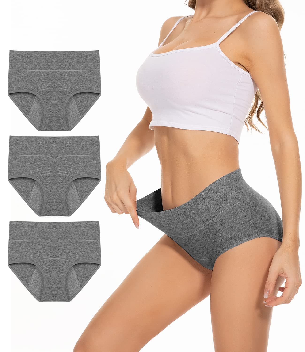 PULIOUWomen Period Pants High waisted Heavy Flow Postpartum Underwear Leakproof Menstrual Knickers Extra Protection Pack of 3Global Recycled StandardGlobal Recycled StandardGlobal Recycled Standard