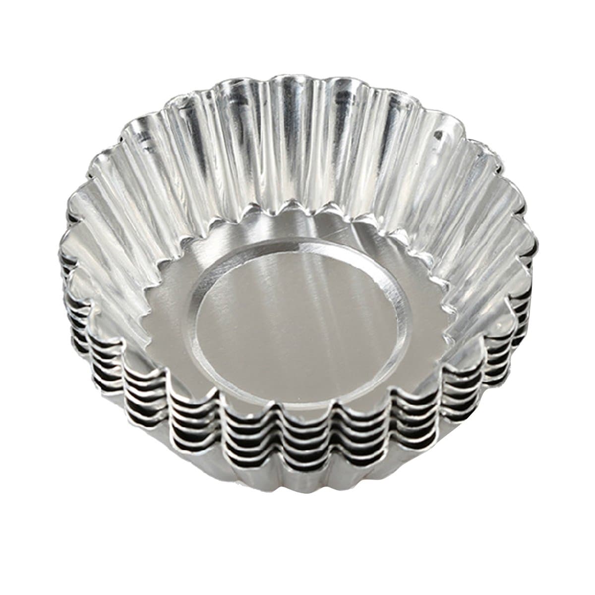 20pcs Silver Tone Aluminum Egg Tart Mold Mould Makers Cupcake Cake Cookie Mold Lined Mould Tin Baking Tool 6cm