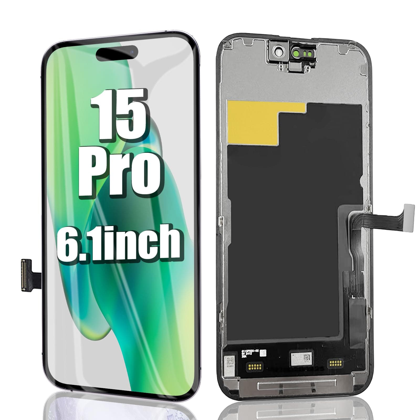 EFAITHFIX for iPhone 15 Pro Screen Replacement 6.1 Inch LCD 3D Touch Screen Display Full HD Digitizer Frame Assembly Compatible with Model A2848, A3101, A3102, A3104 with Waterproof Adhesive, No Tools