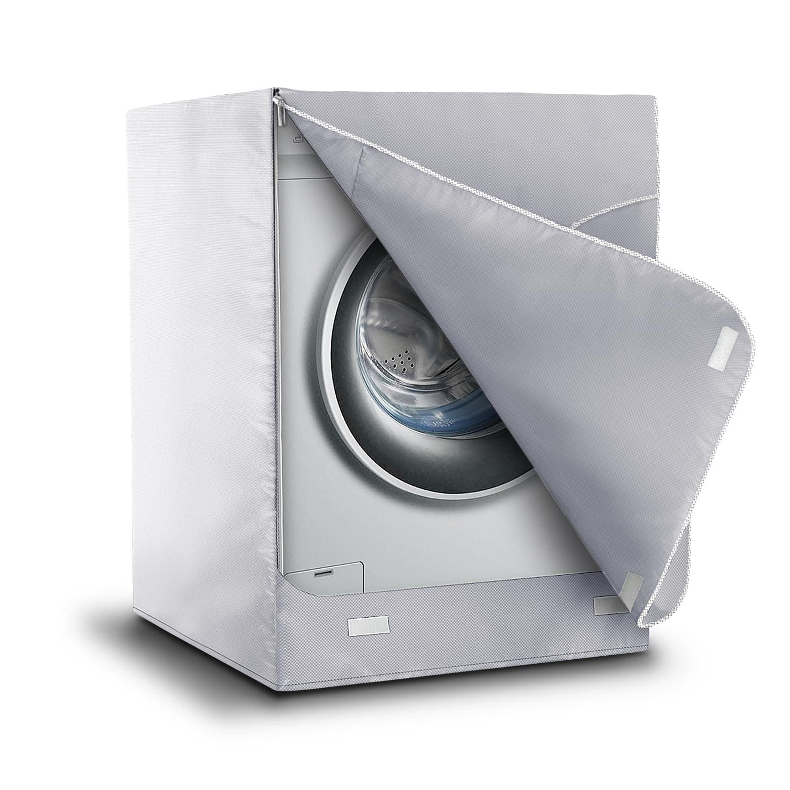 AKEfit Washer/Dryer Cover for Front Load, Washing Machine Cover Waterproof, Dustproof and Anti-UV, Heavy Duty Oxford Washer Covers for Outside, 27"W x 33"D x 39"H -Silver