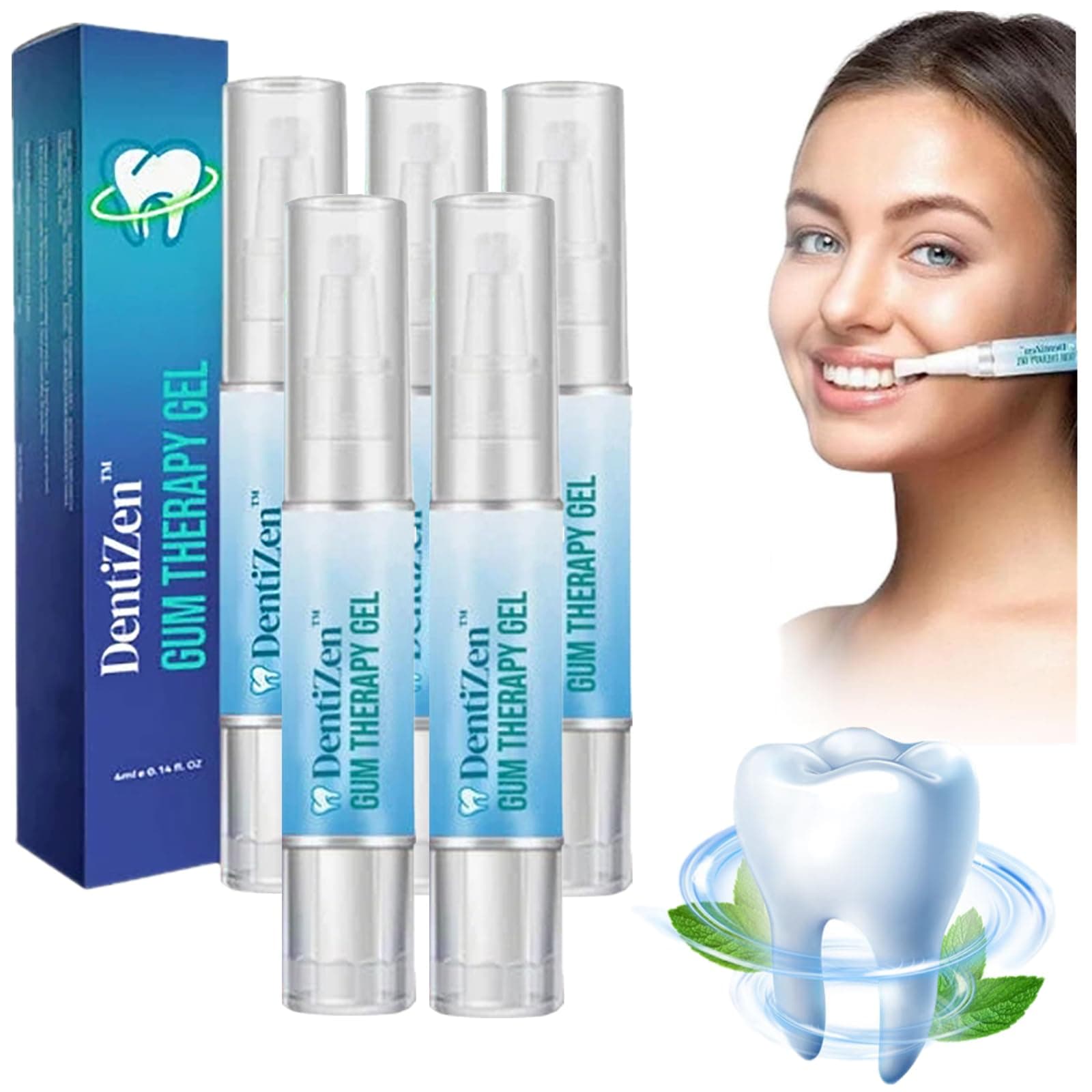 Dentizen™ Gum Therapy Gel - Dentizen Gum Therapy Gel Pen, Gum Disease Treatment, Nature Dentizen Teeth Whitening Essence Pen, Deeply Cleaning Gums, Removes Tooth Stains, Fresh Breath (5pc)