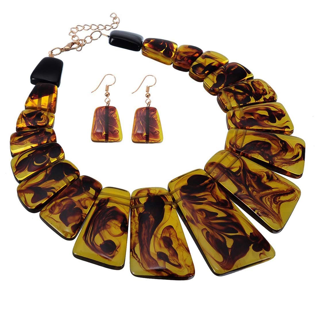 Vintage Chunky Statement Necklace Earrings Set Novelty Collar Choker Bib Pendant Necklace Earrings Jewelry Set for Women&Girls