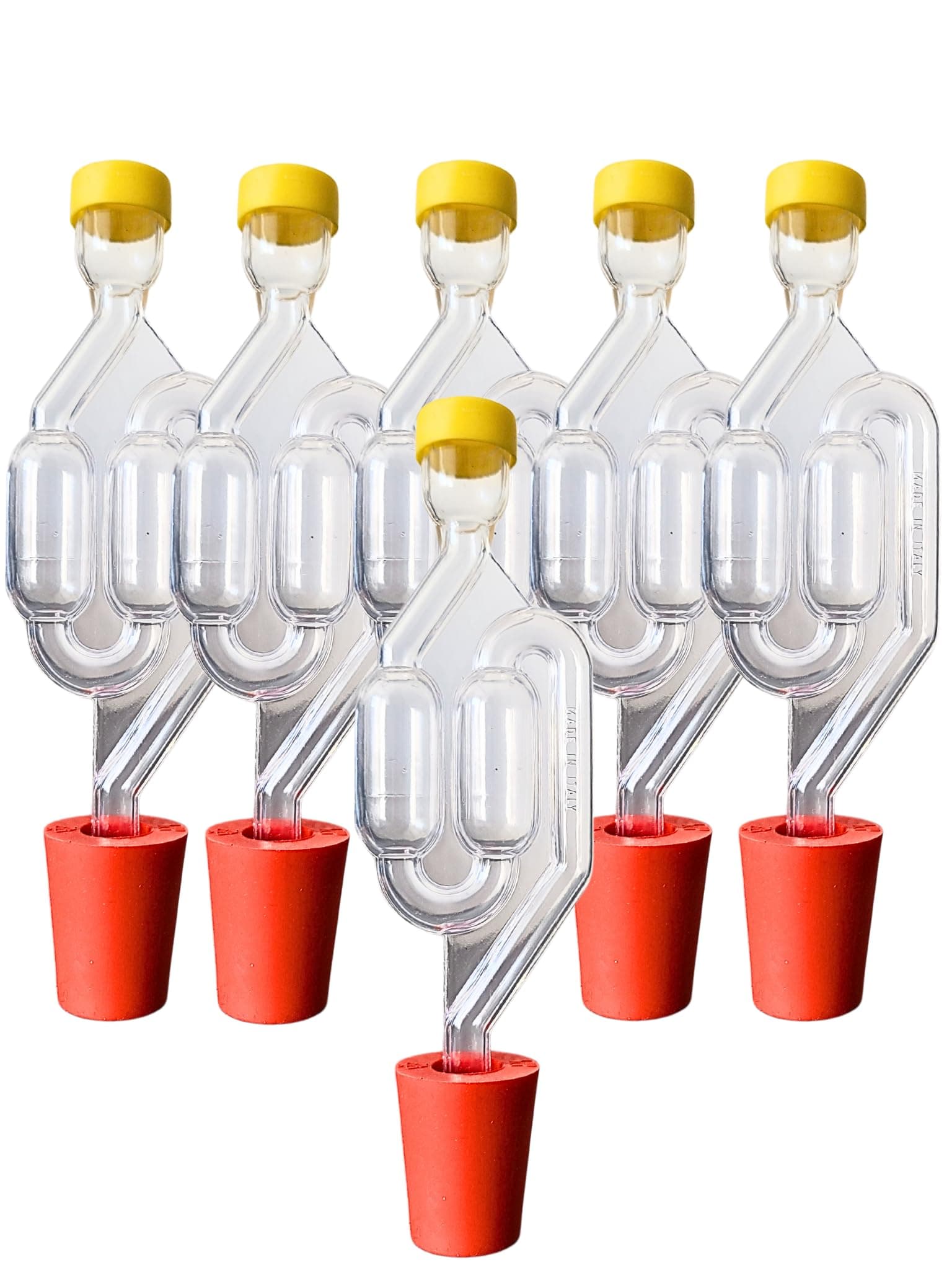 DIAH DO IT AT HOME Fermentation Airlock and Bored Bung Cork Stopper for Glass Demijohn Beer Wine Making 6 x Airlock [2-Chambers] with 6 Bored Bungs