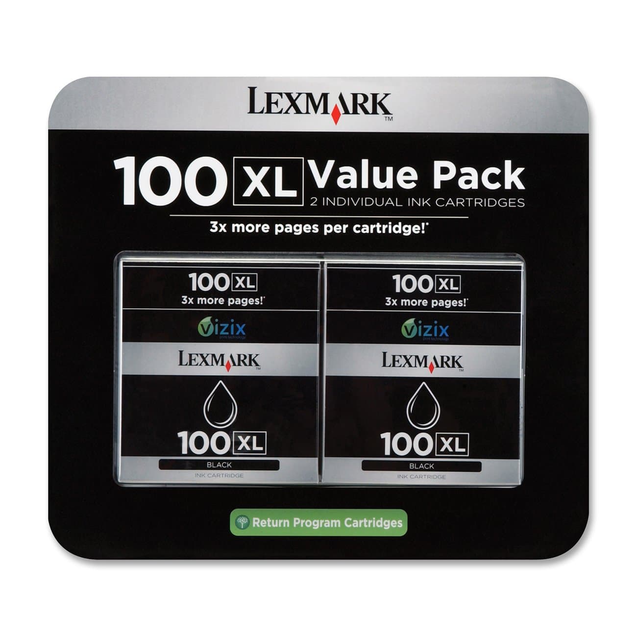Lexmark 100XL Black High Yield Return Prog Ink Cartridge Twin Pack