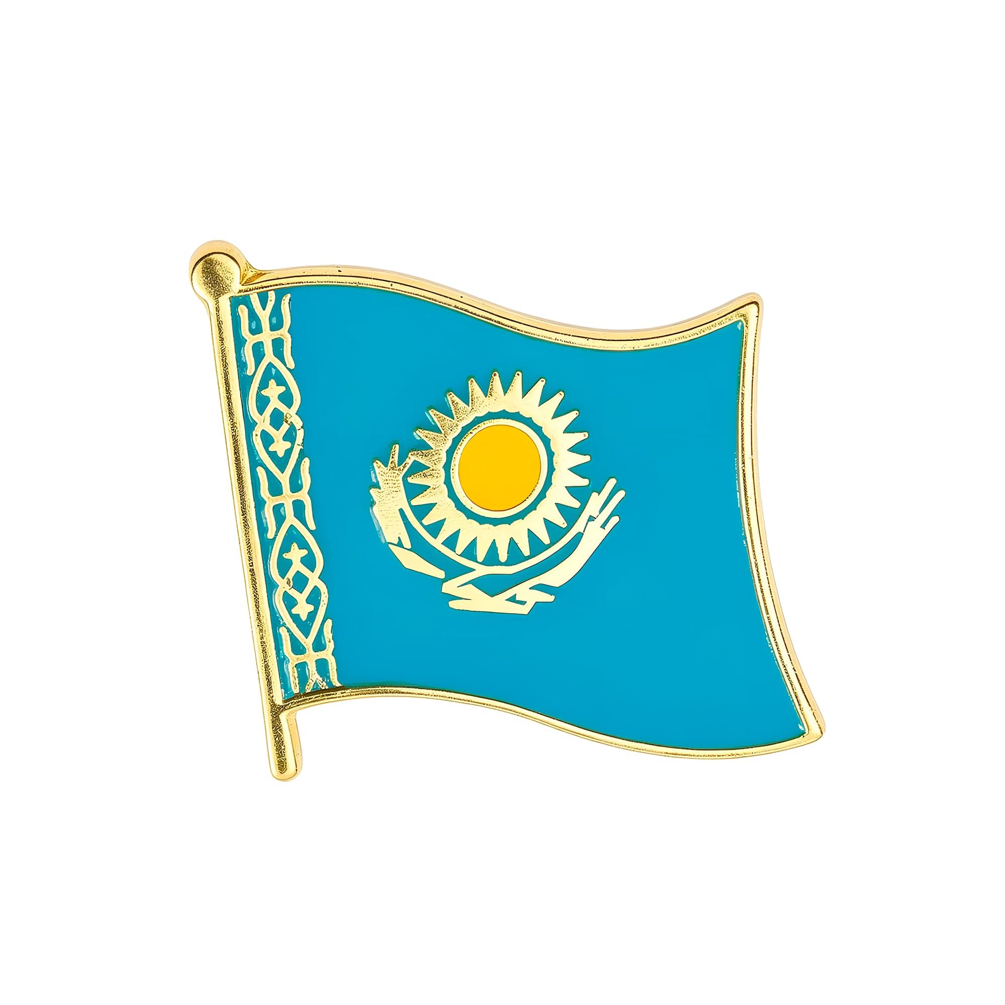 Kazakhstan Country Flag Lapel Diplomat Pin – Enamel Metal National Badge 1.6 x 1.9 cm – Kazakh Heritage and International Identity Symbol