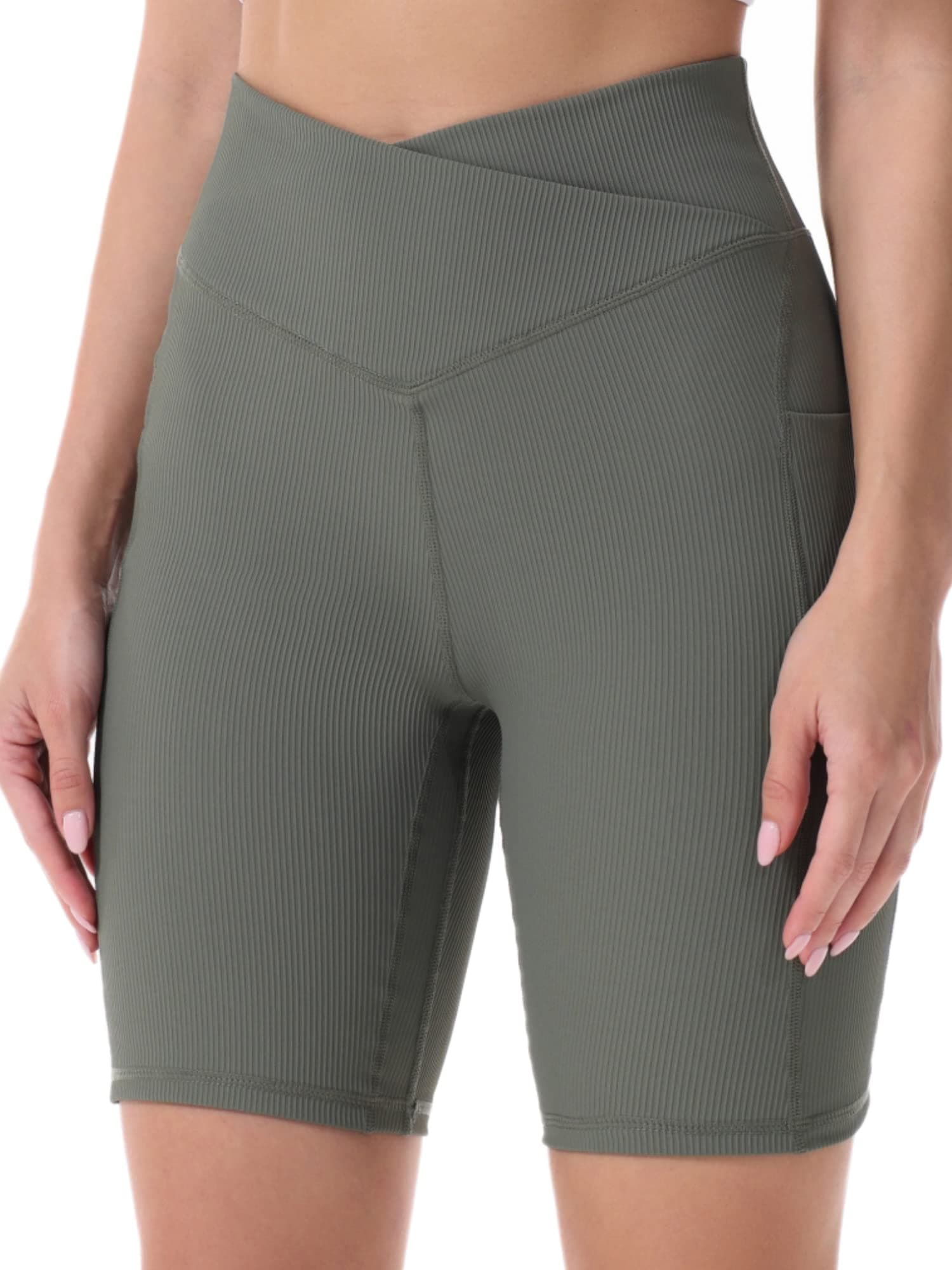 10" / 8" / 5" Biker Shorts for Women with Pockets, High Waisted Yoga Athletic Gym Workout Compression Long Shorts