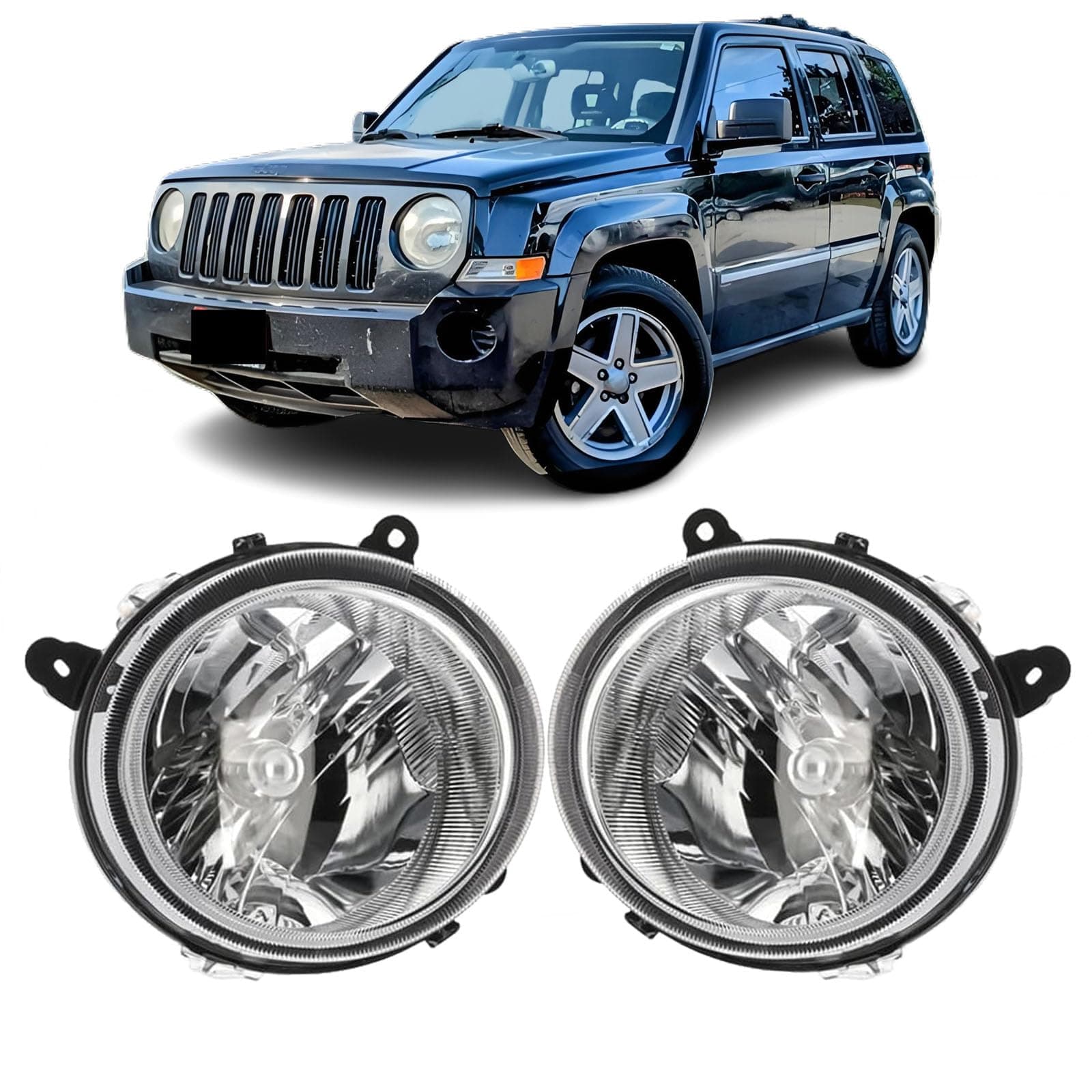 Headlights Assembly Replacement for 2007-2017 Jeep Patriot, 2007-2010 Compass Driver &Passenger Side, OE# CH2502176 /5303843AE