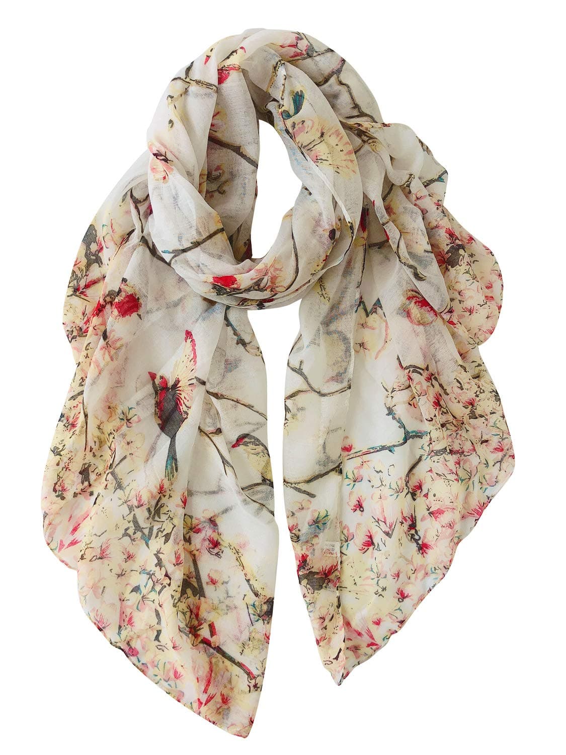 Scarfs for Women Lightweight Floral Birds Print Shawl Head Wraps