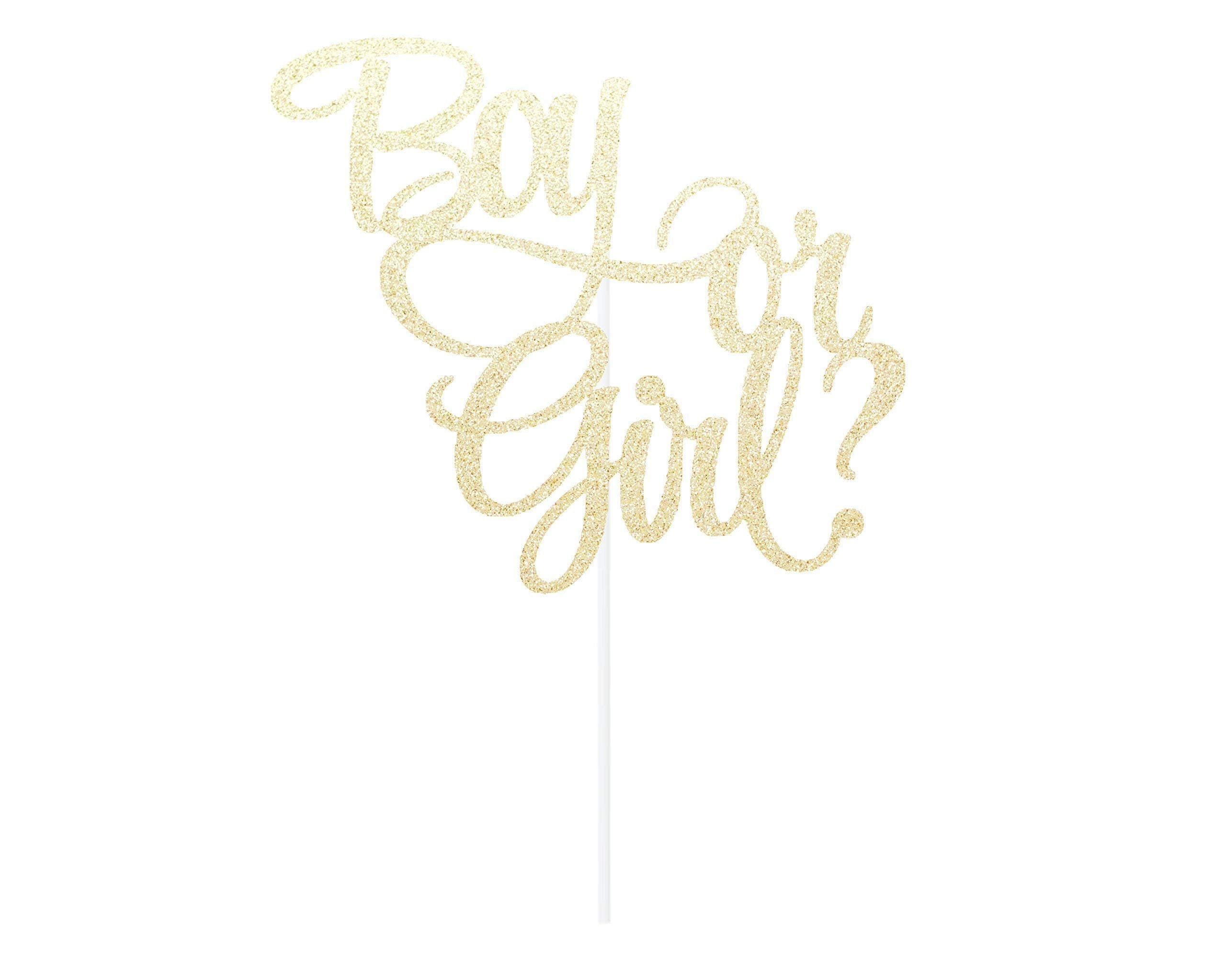 Boy or Girl Gender Reveal Cake Topper He or She Sign Centerpiece