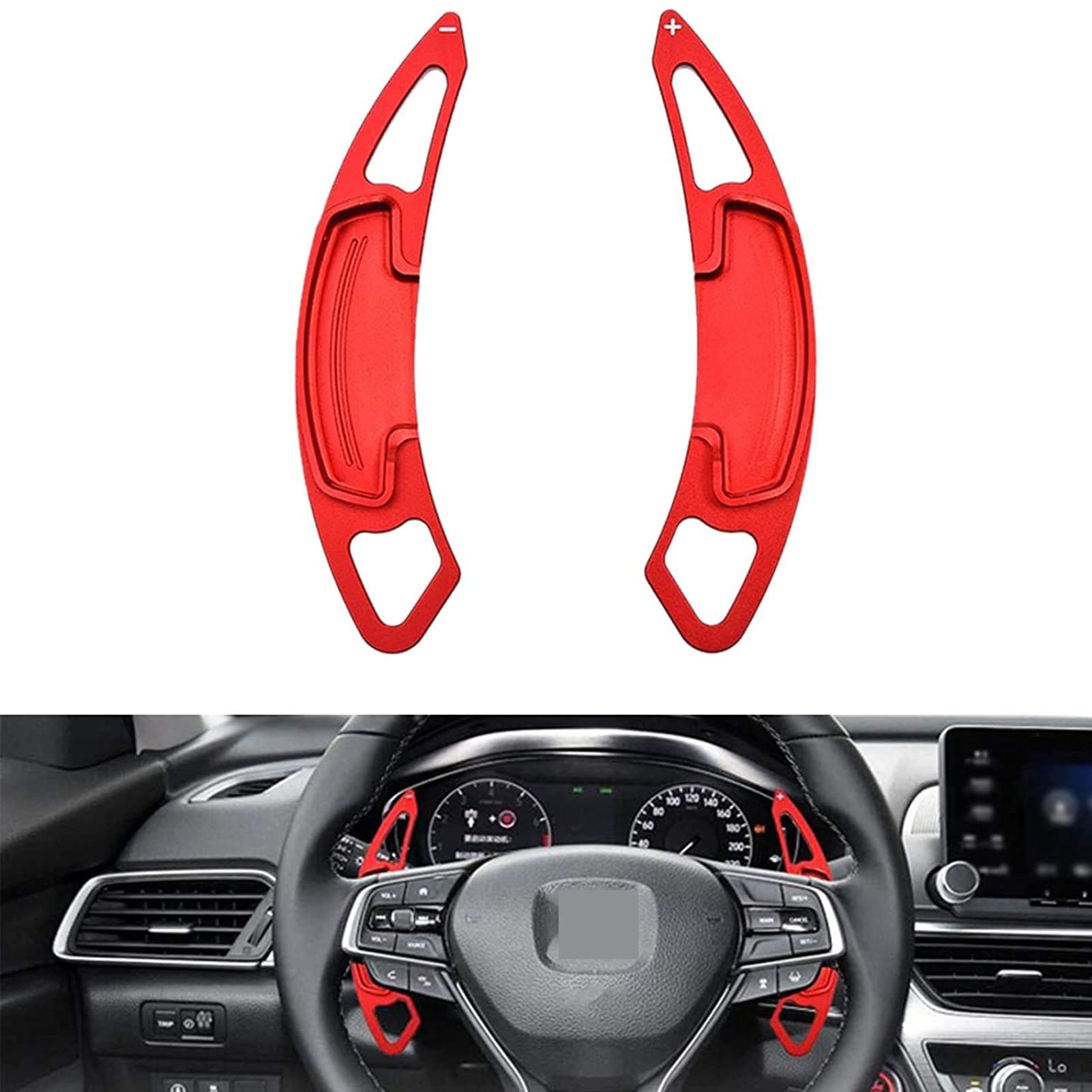 Aluminum Alloy Paddle Shift Steering Wheel Shifter Extension for Honda Accord Odyssey Spirior Civic CR-V UR-V Hybird Inspex Insight Crown Road Acura, Red