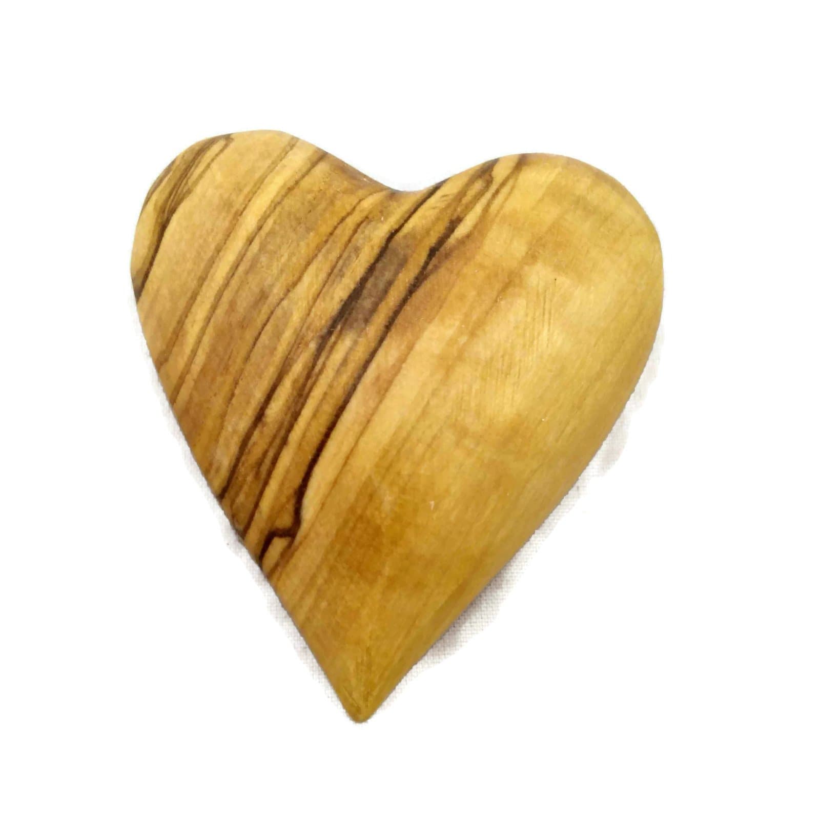Chunky Olive Wood Heart Hand Carved in Bethlehem - Small