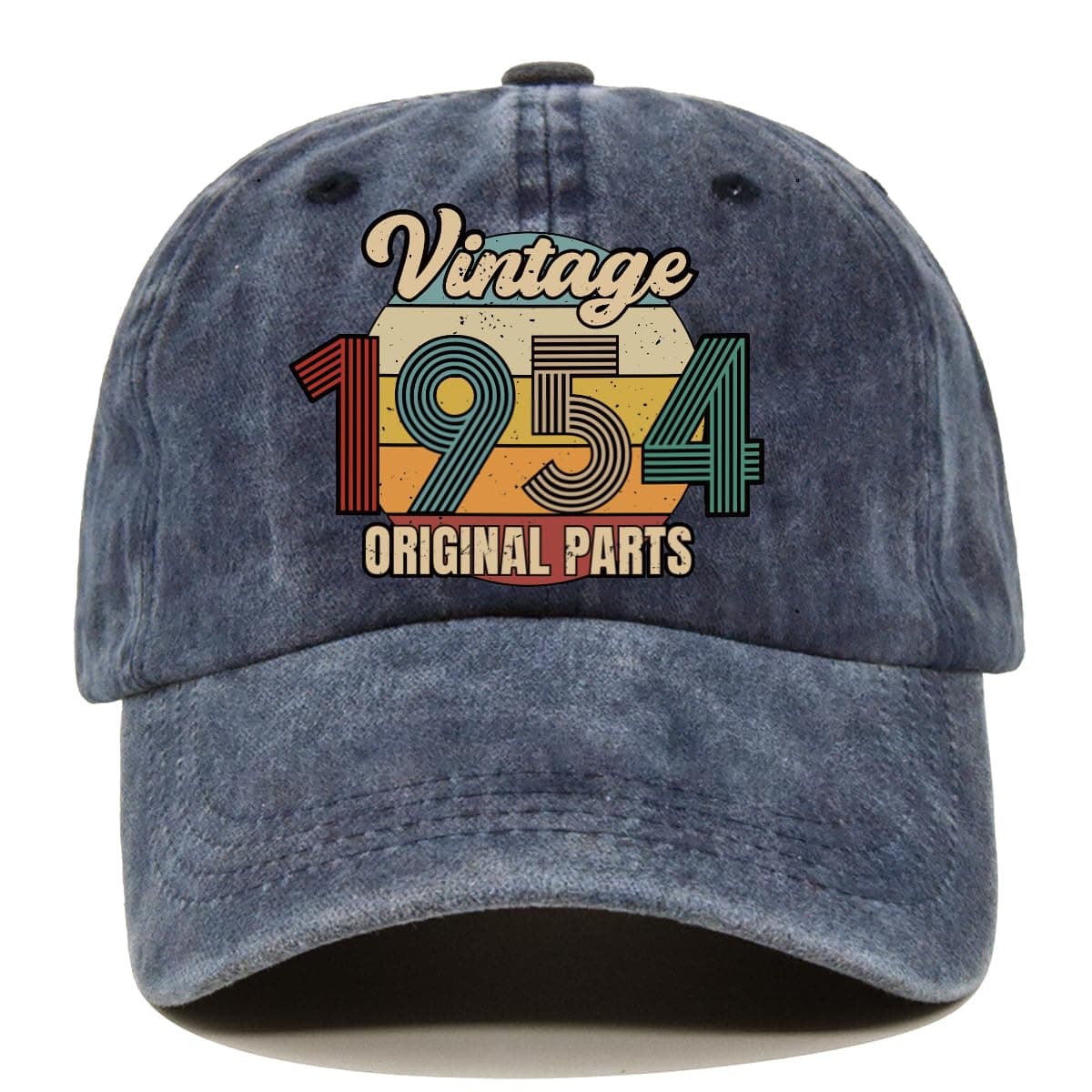Vintage 1954 Original Parts Fun Washed Blue Baseball Cap, 70th Birthday Vintage Denim Blue Baseball Cap Adjustable Caps for Men, 70th Birthday Retirement Gifts for Men Women
