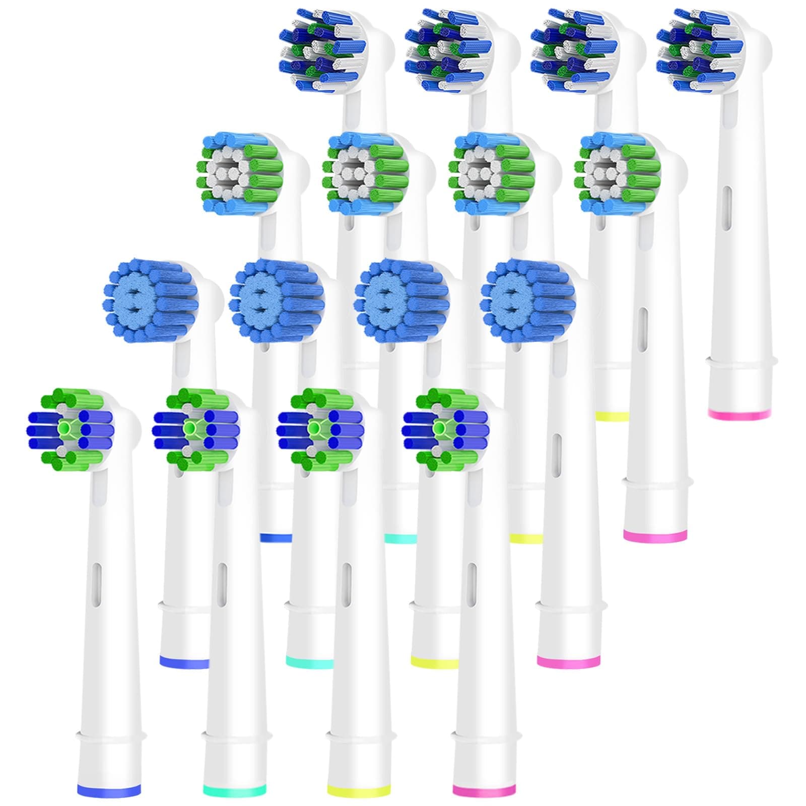 Betterchoi16pcs Replacement Brush Heads Compatible with Oral B Electric Toothbrushes. Pack of 4 Precision Clean,4 Cross Clean,4 3D Whitening Clean and 4 Sensitive Clean.