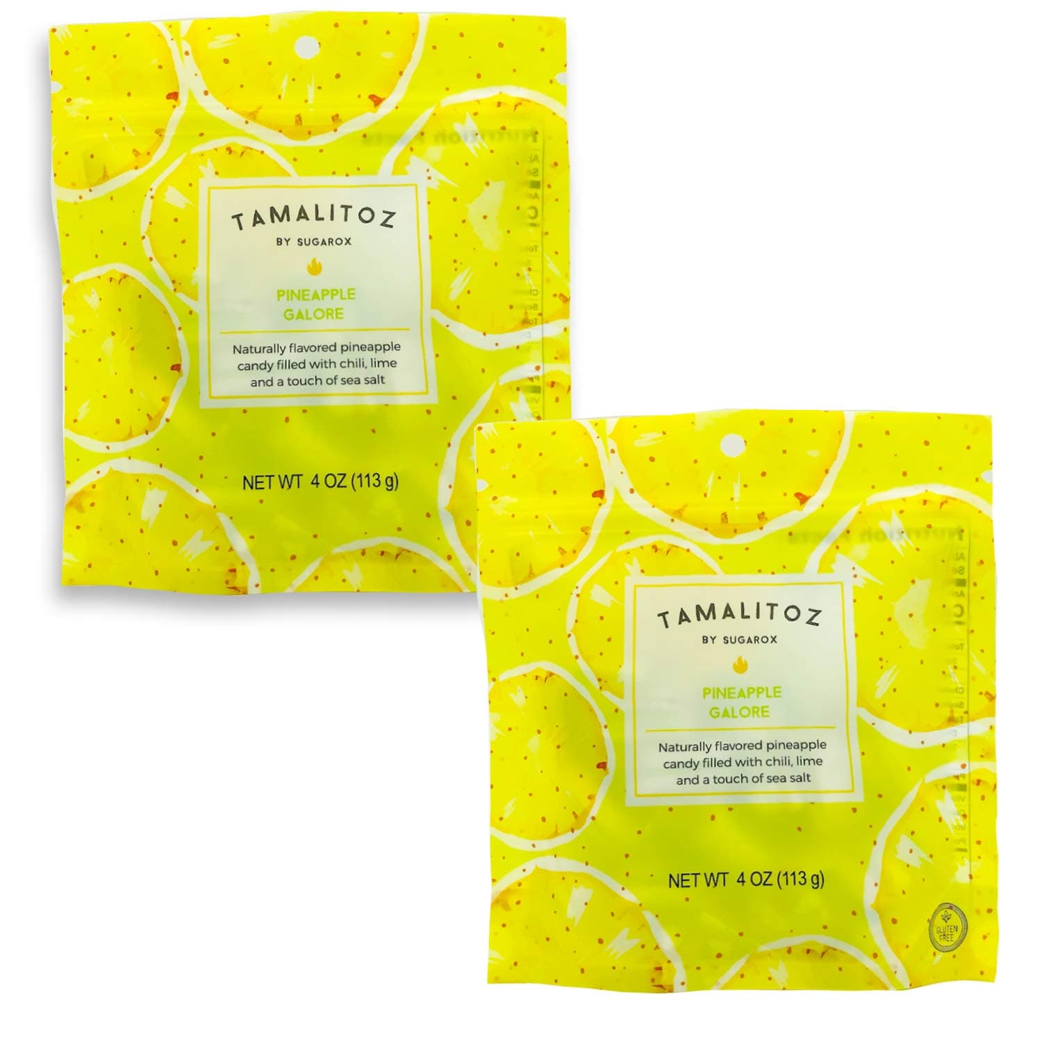 Tamalitoz Pineapple Galore – Spicy Pineapple Mexican Hard Candy Filled with Chile, Lime & Sea Salt Center, Handcrafted Fruit Candy, Gluten-Free, Kosher, No Artificial Colors – 2 Bags (4oz Each)