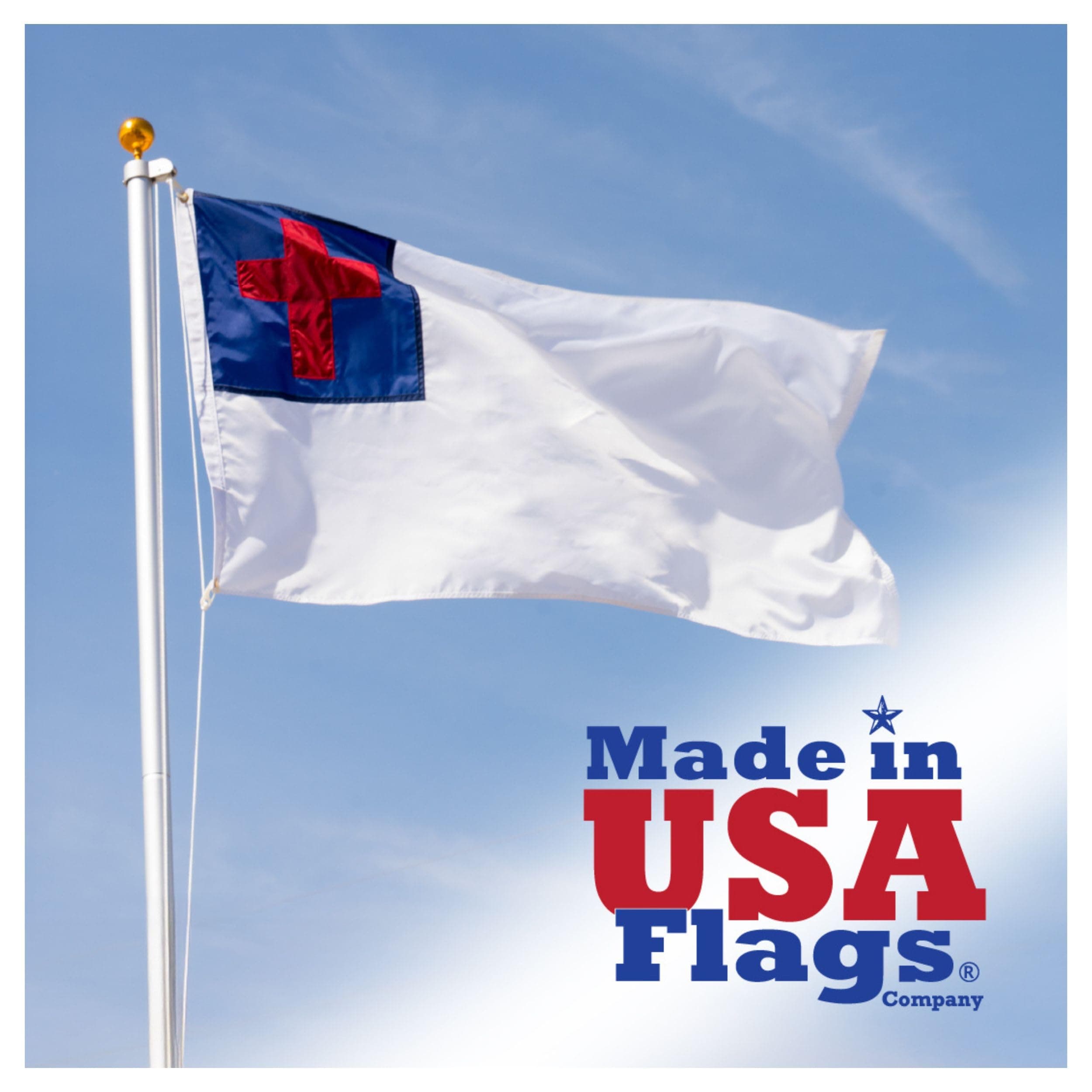 Made in USA Flags Co - 5x8 Christian Flag - SolarMax Nylon Christian Flags 5x8 Outdoor Double Sided - Religious Church Flag with Appliqued Cross - FMAA Certified, US Made