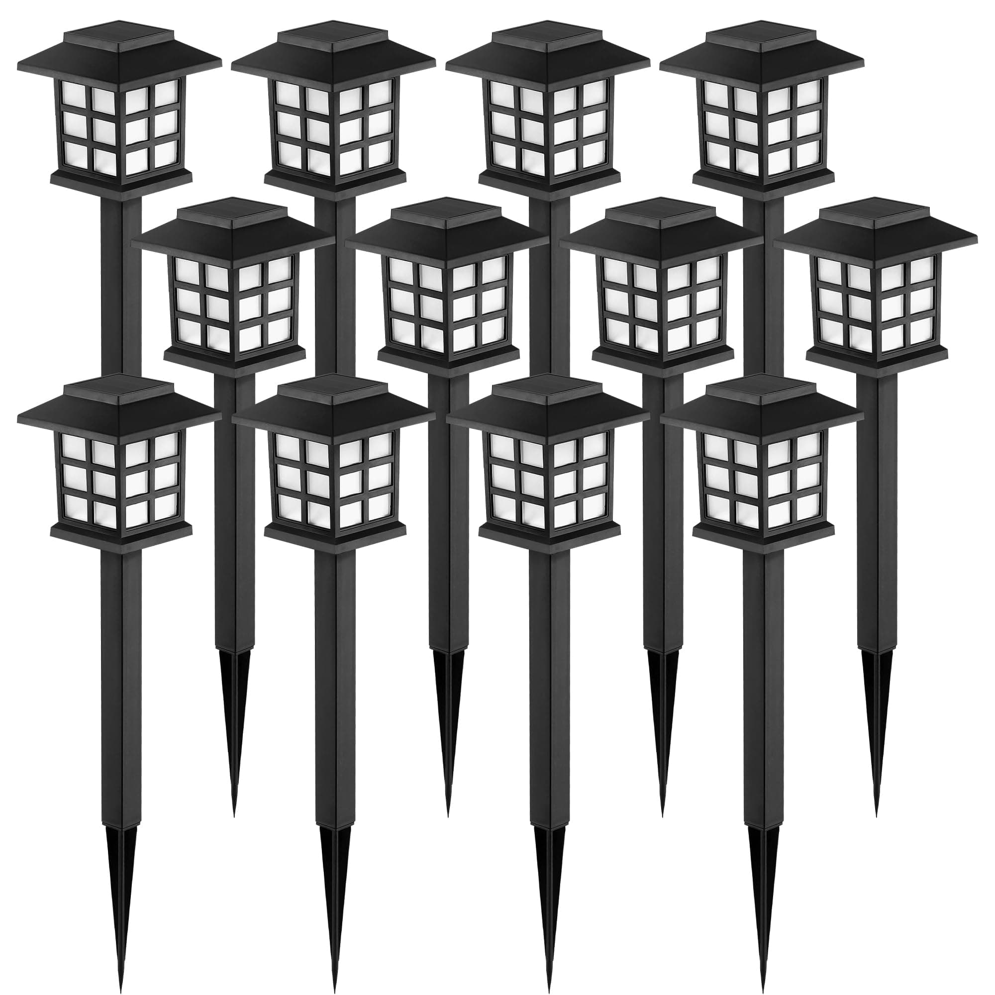 GIGALUMI 12 Pack Solar Pathway Lights Outdoor Waterproof Outdoor Solar Lights for Garden, Landscape, Path, Backyard, Patio, Driveway, Sidewalk and More