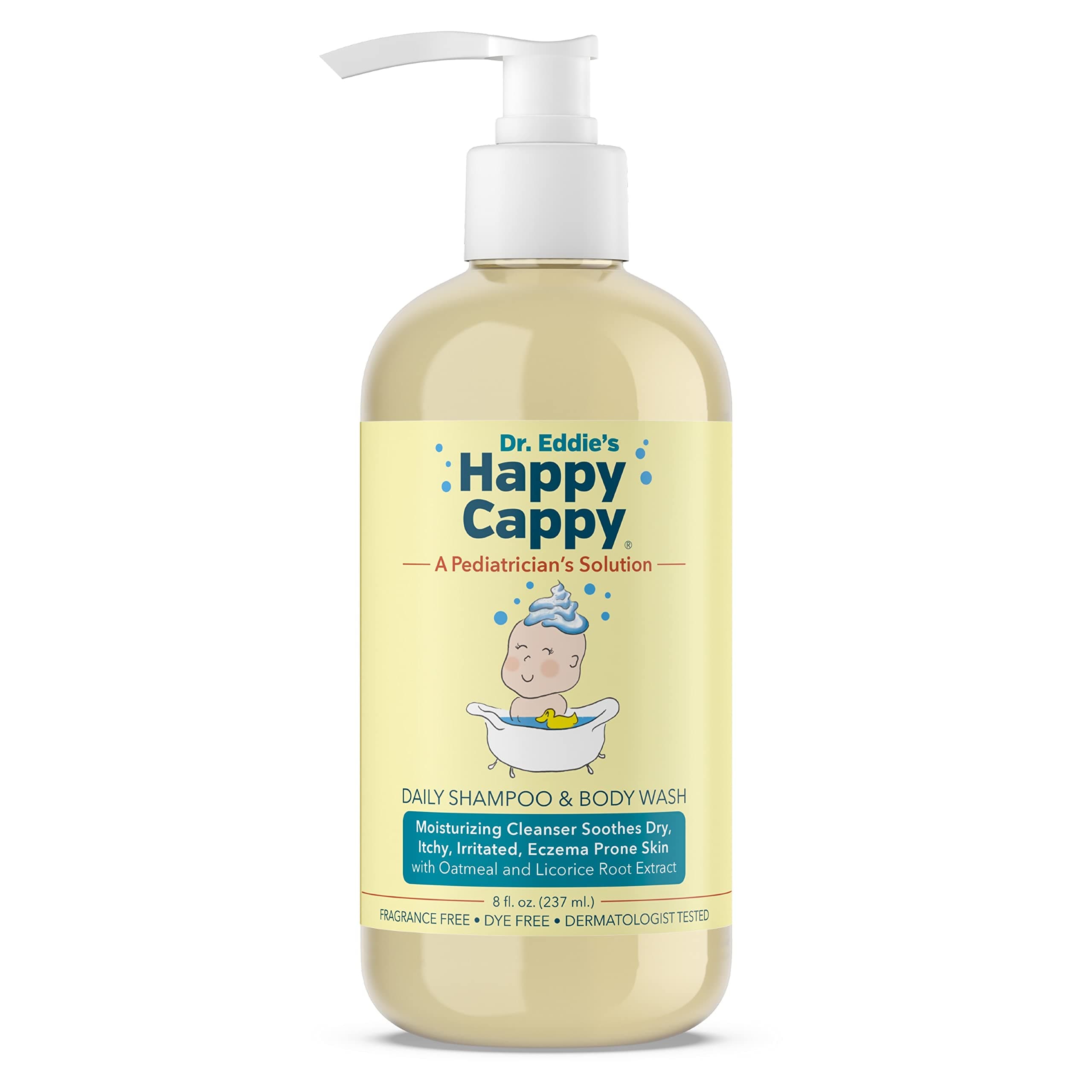 Baby Shampoo and Body Wash - Shampoo & Body Wash for Eczema-Prone Skin, For Infants, Toddlers, & Kids, Reduces Itching and Redness, Dermatologist Tested, Fragrance Free - 8 fl oz
