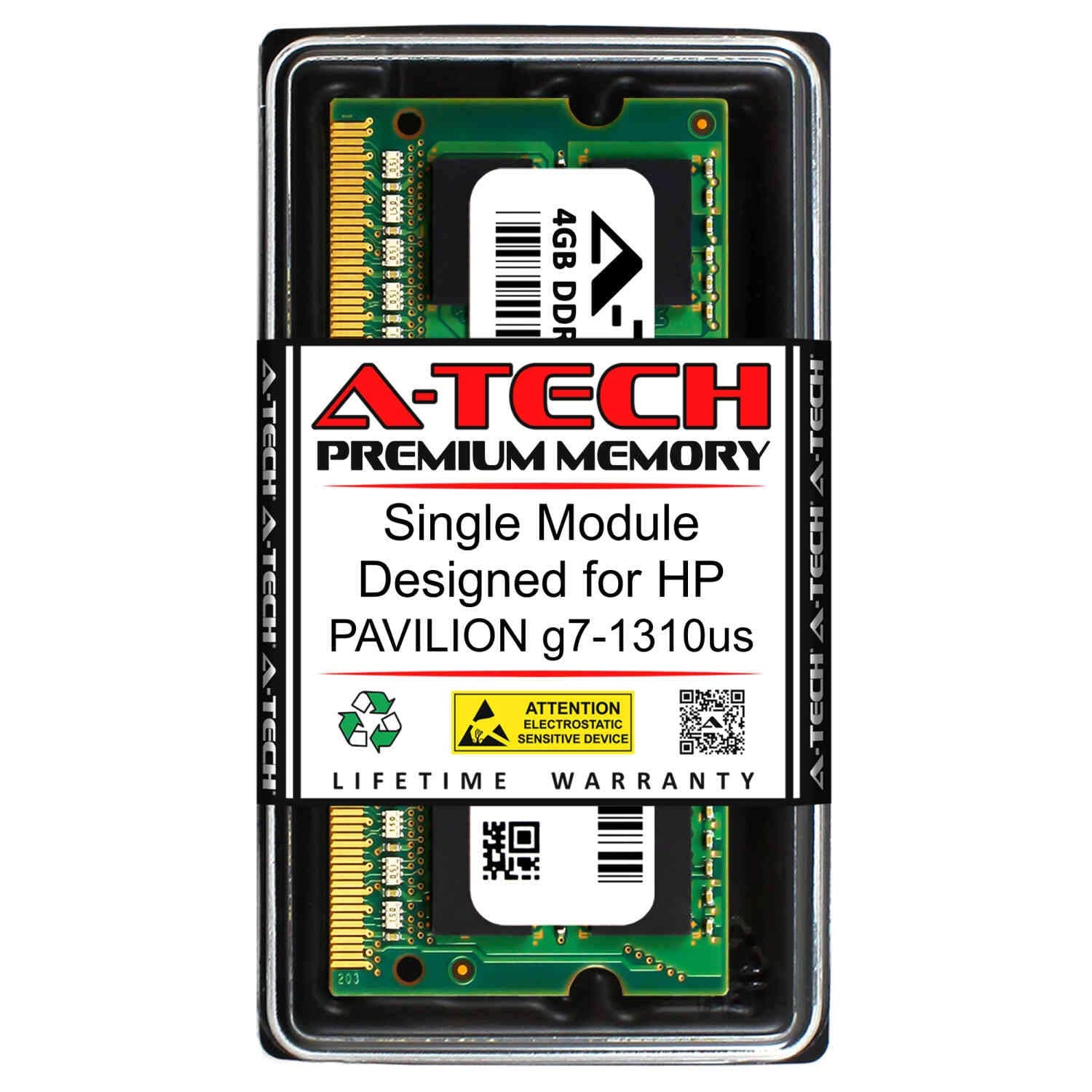 A-Tech 4GB RAM for HP Pavilion G7-1310US | DDR3 1333MHz SODIMM PC3-10600 204-Pin Non-ECC Memory Upgrade Module